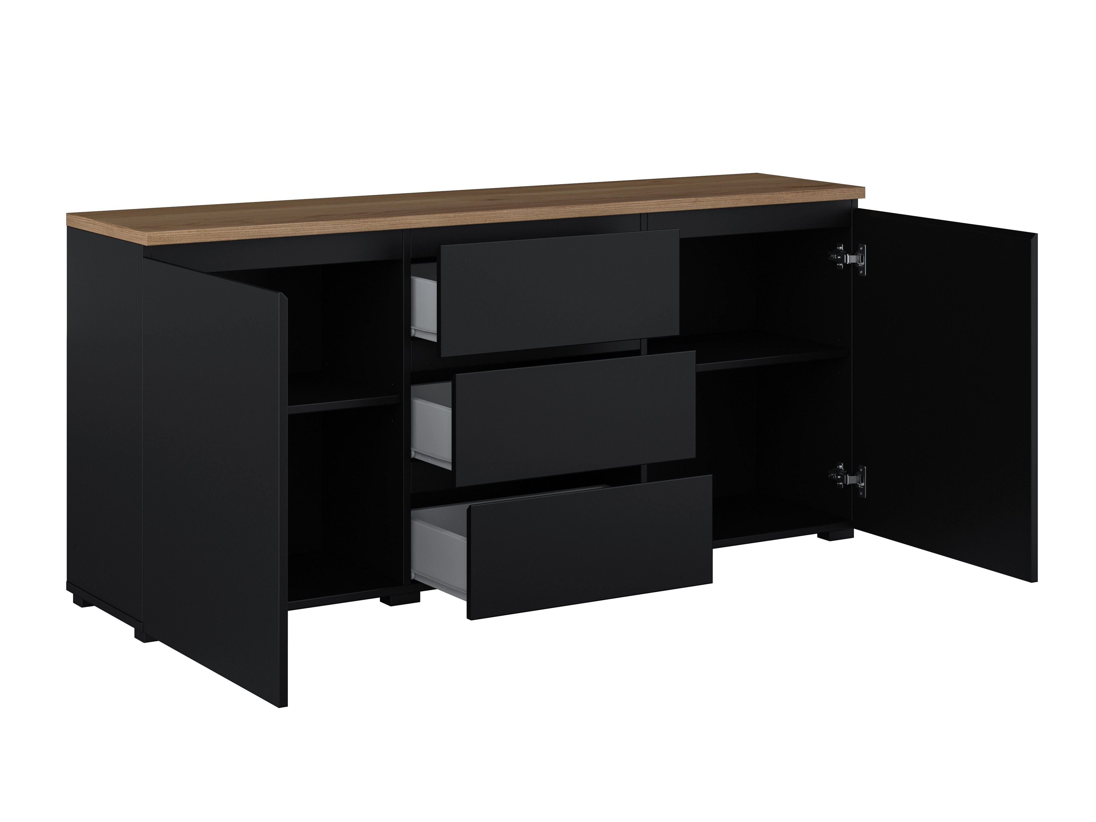 Kommoden Baletu 106 (Schwarz + Eichenholzoptik)