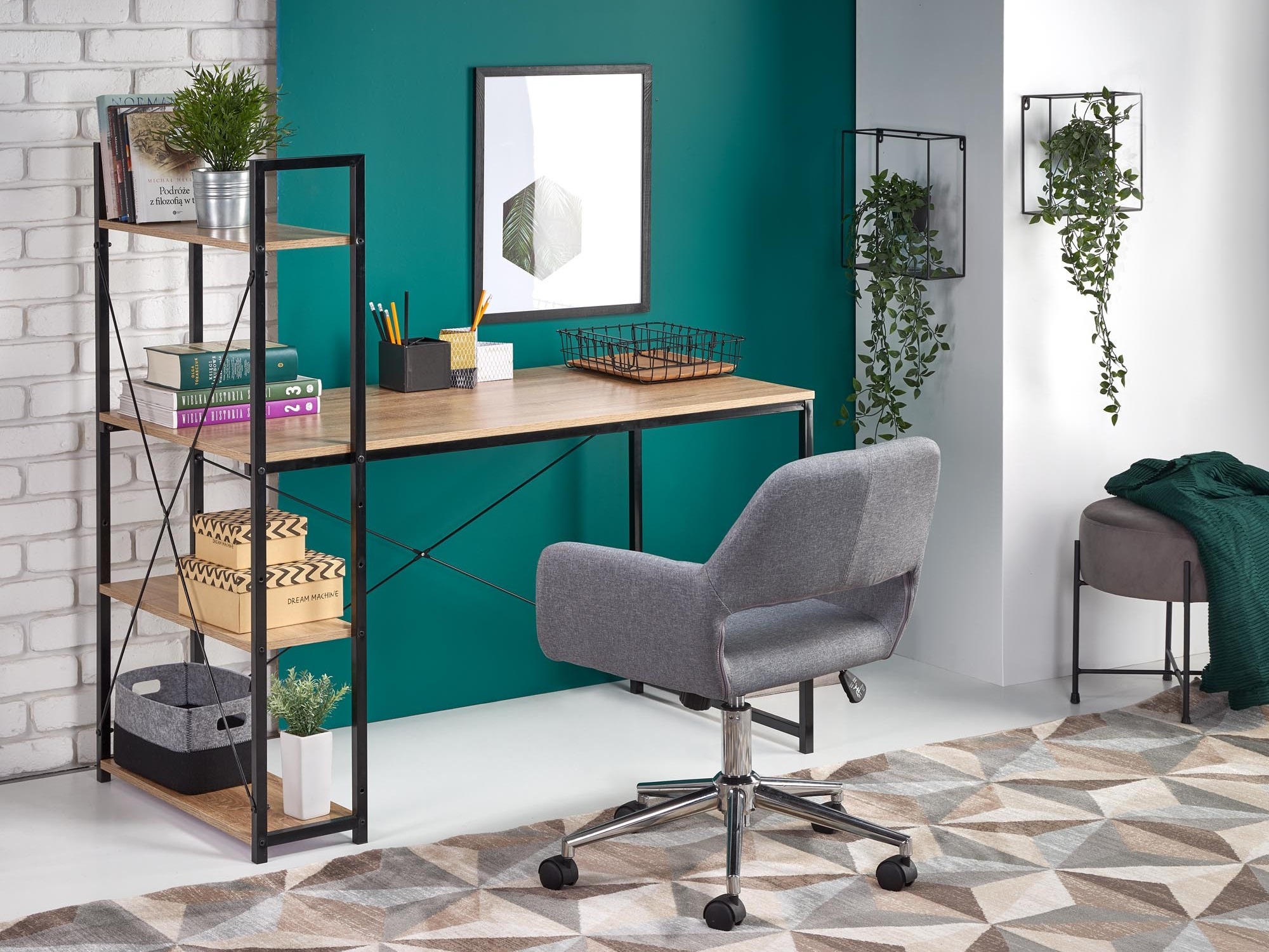 Bürotisch Houston 1888 (Sonoma eichenholz + Schwarz)