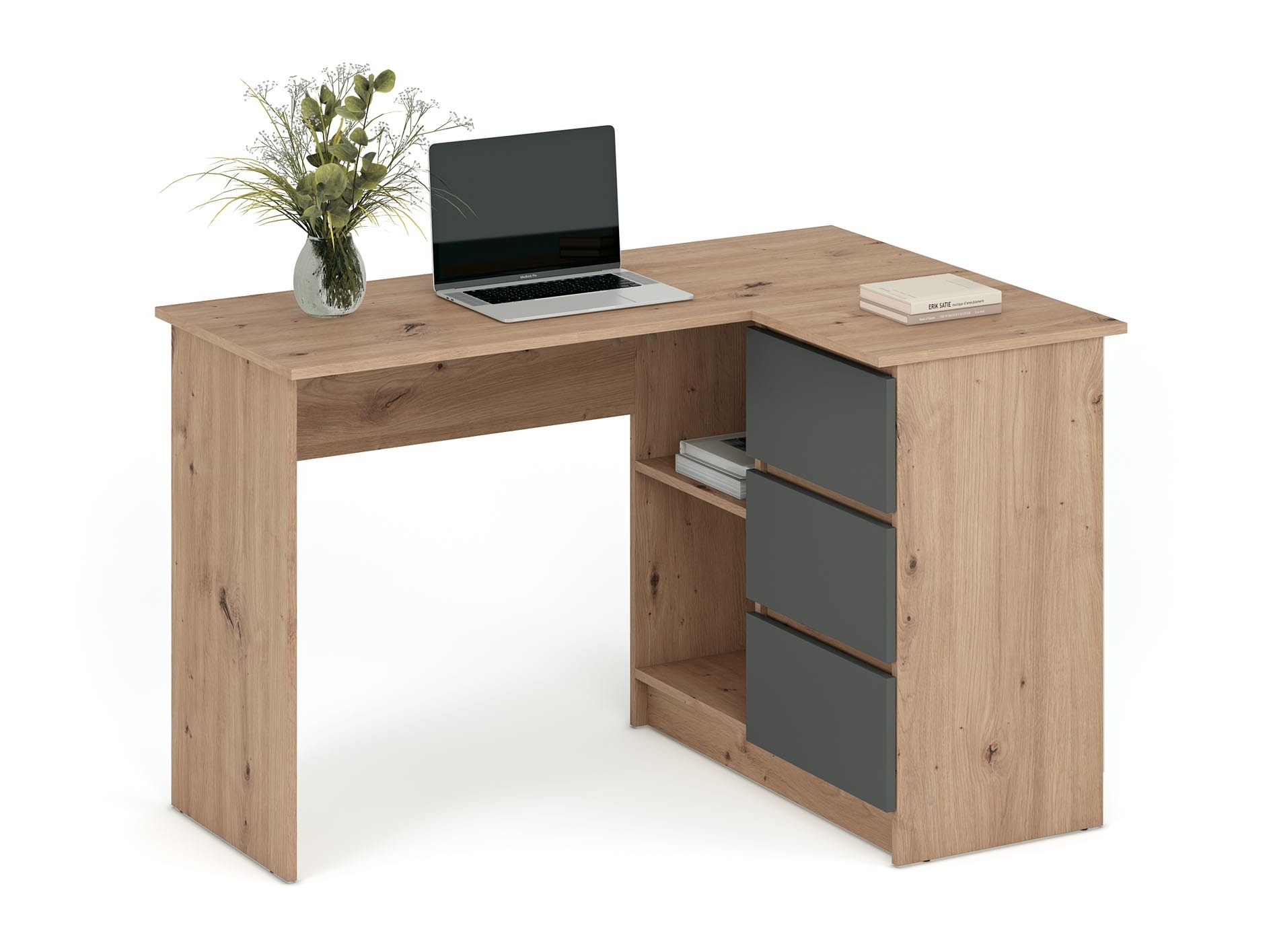 Eckschreibtisch Houston 1950 (Graphit + Artisan Eichenholzoptik)