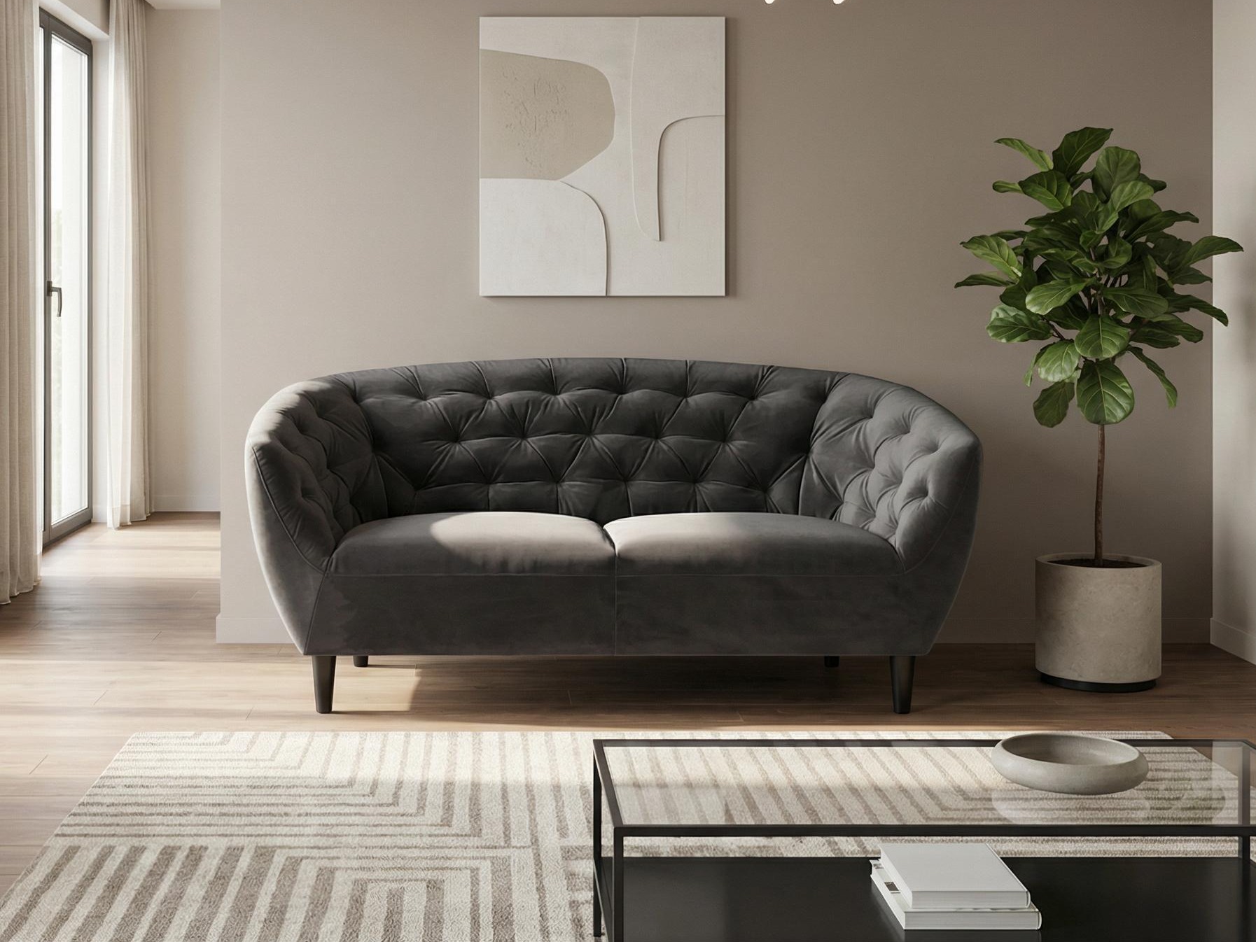 Chesterfield-Sofa Norsica 260 (Dunkelgrau)