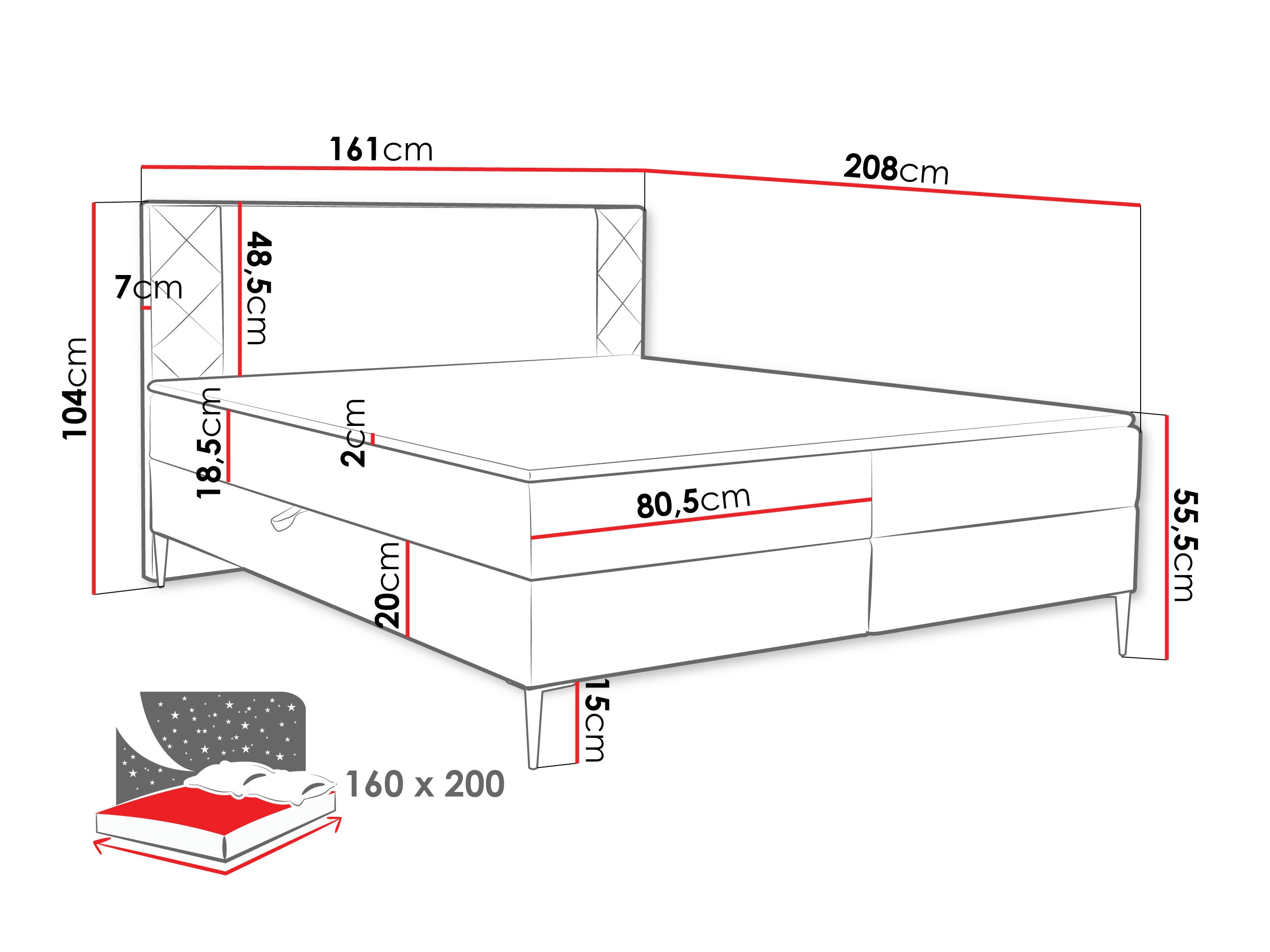 Boxspringbett Providence 200 (Polo 872)