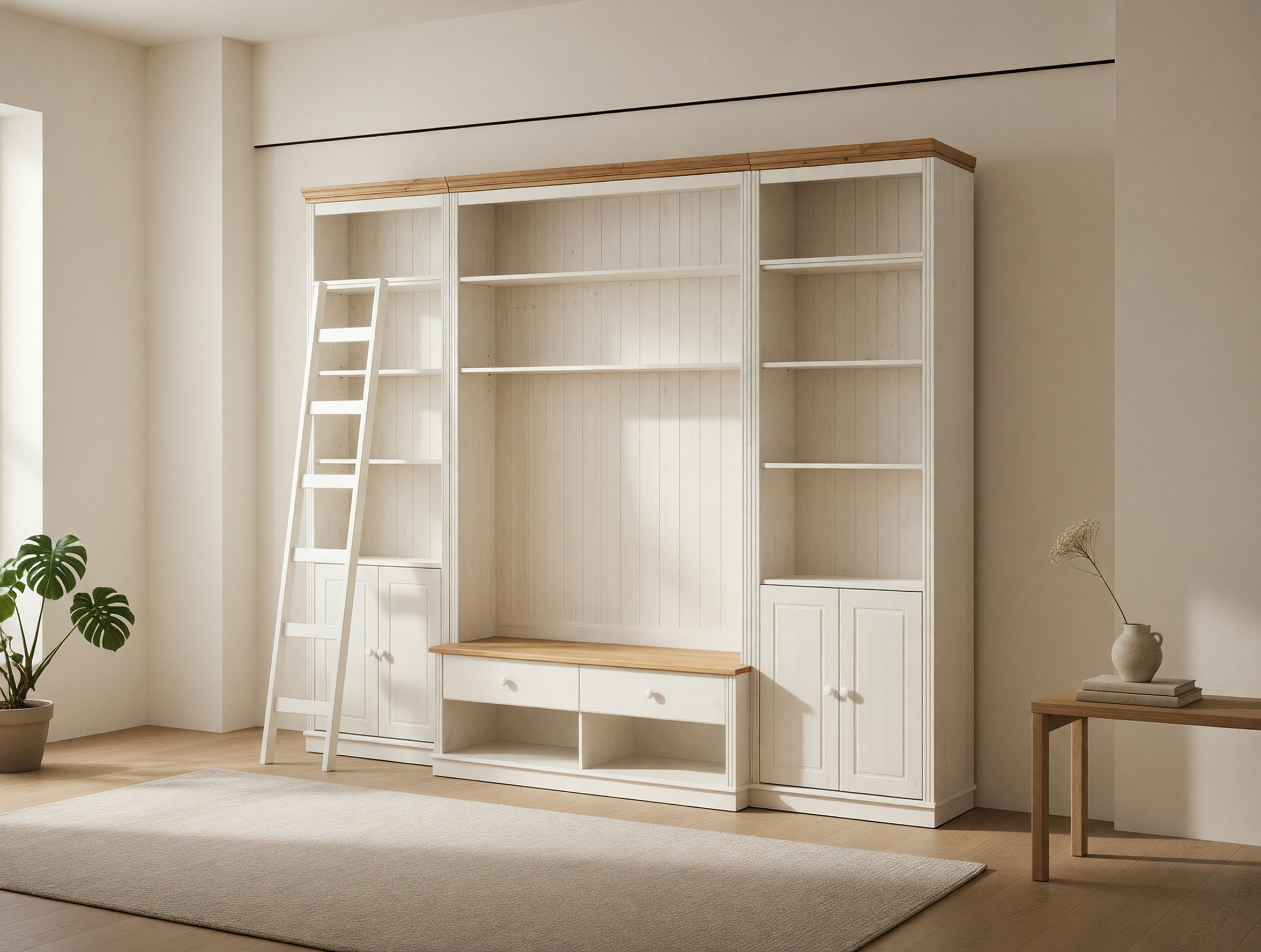 Wohnzimmer-Sets Saltoro 107 (Weiss + Eichenholzoptik Honig)