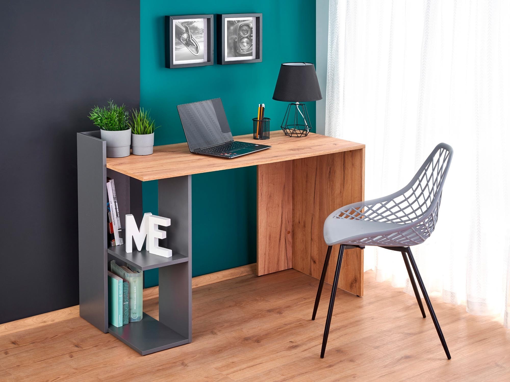 Bürotisch Houston 825 (Eichenholzoptik + Anthrazit)