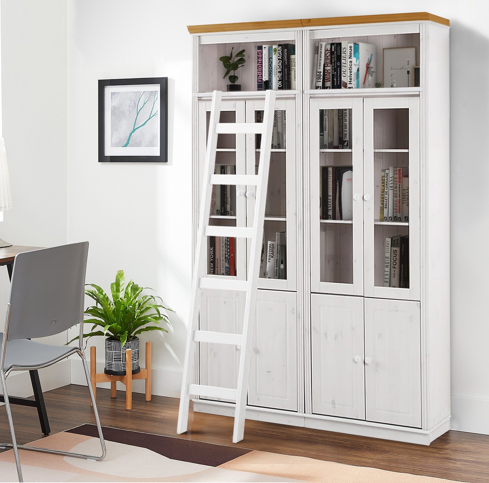 Regalset Saltoro 120 (Weiss + Eichenholzoptik Honig)