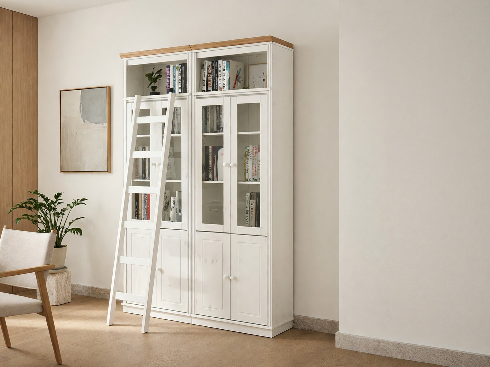 Regalset Saltoro 120 (Weiss + Eichenholzoptik Honig)