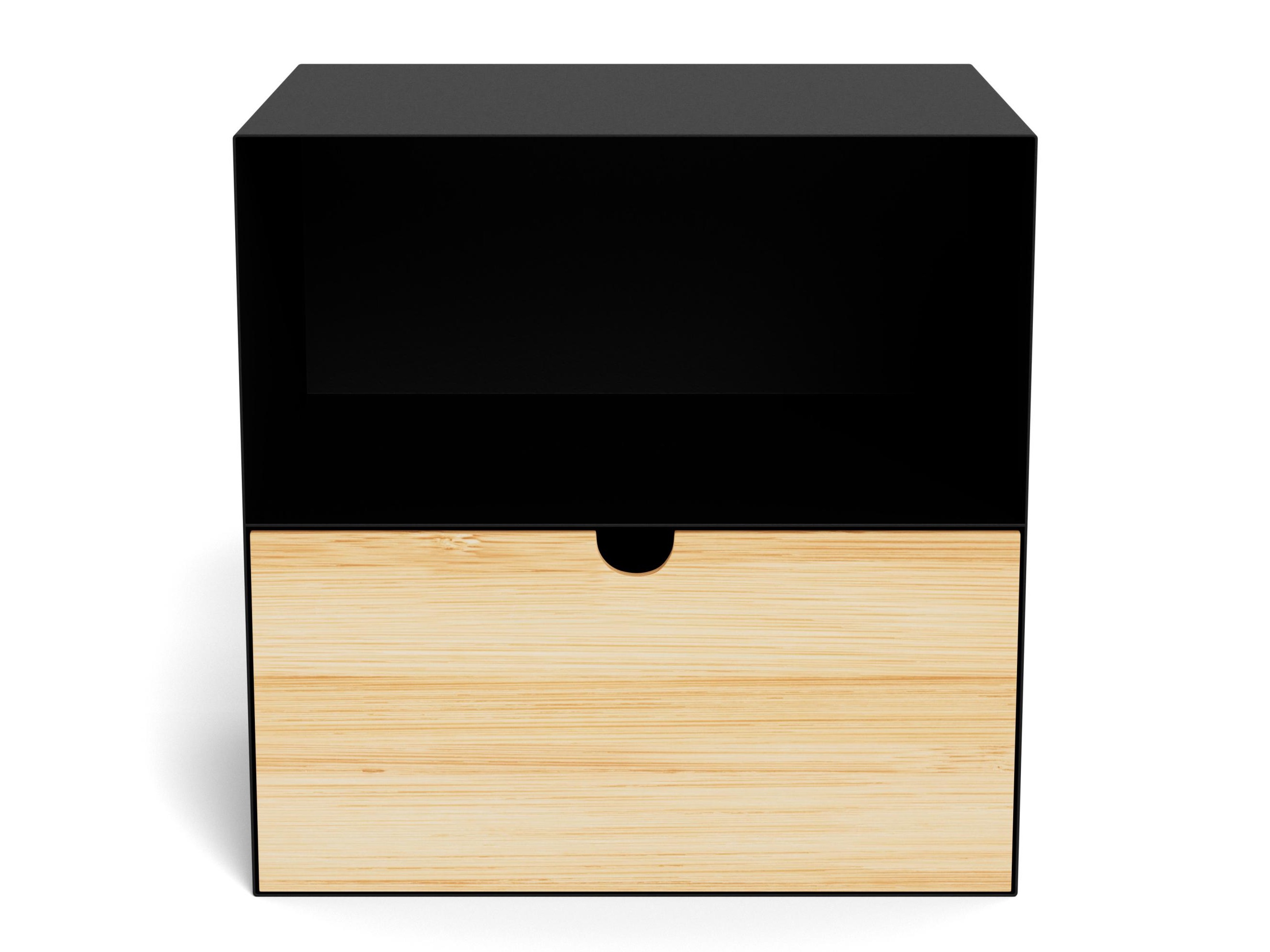 Nachttisch Norsica 375 (Schwarz + Helles Holz)