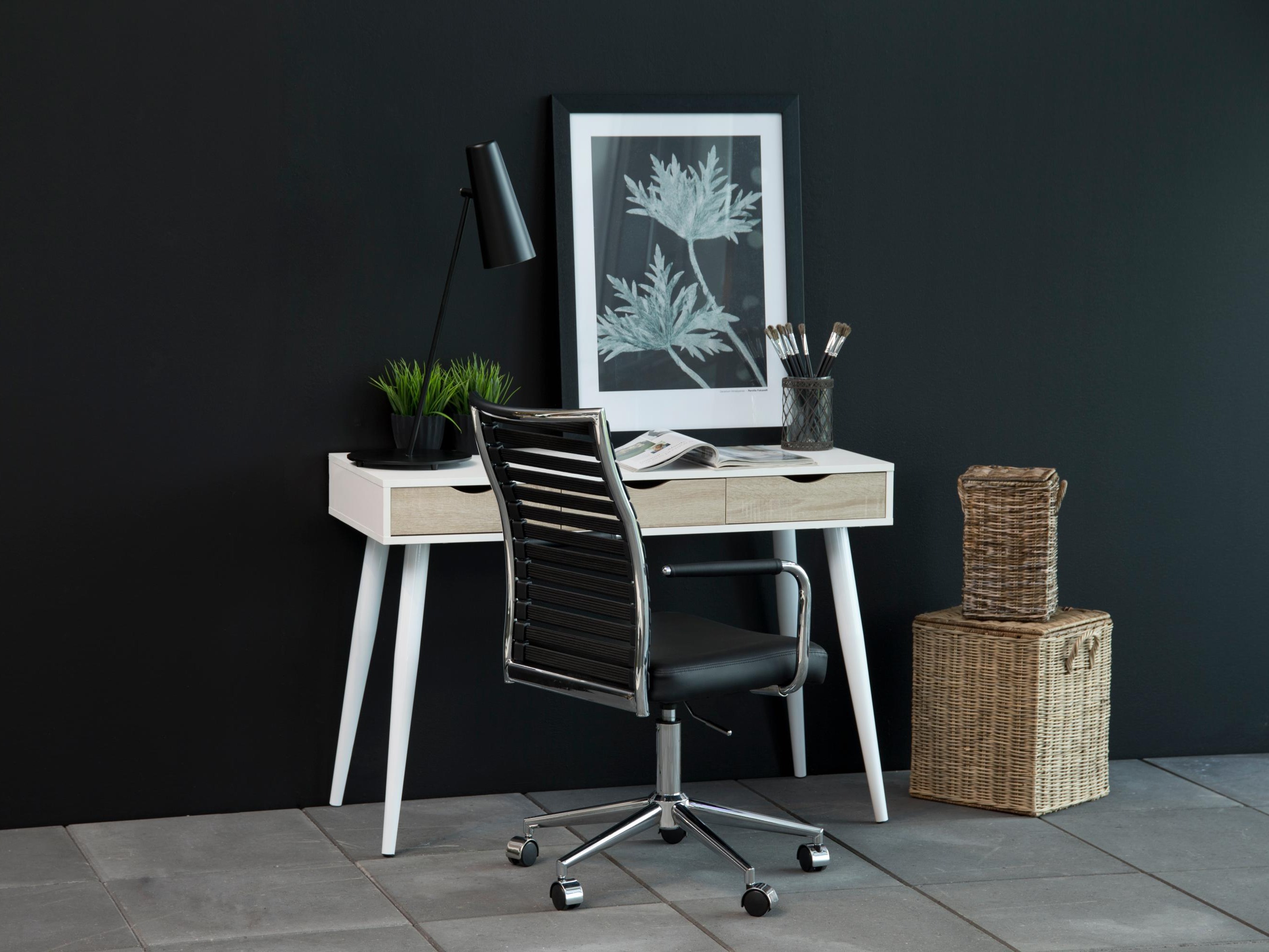 Bürotisch Norsica 113 (Weiss + Eichenholzoptik)