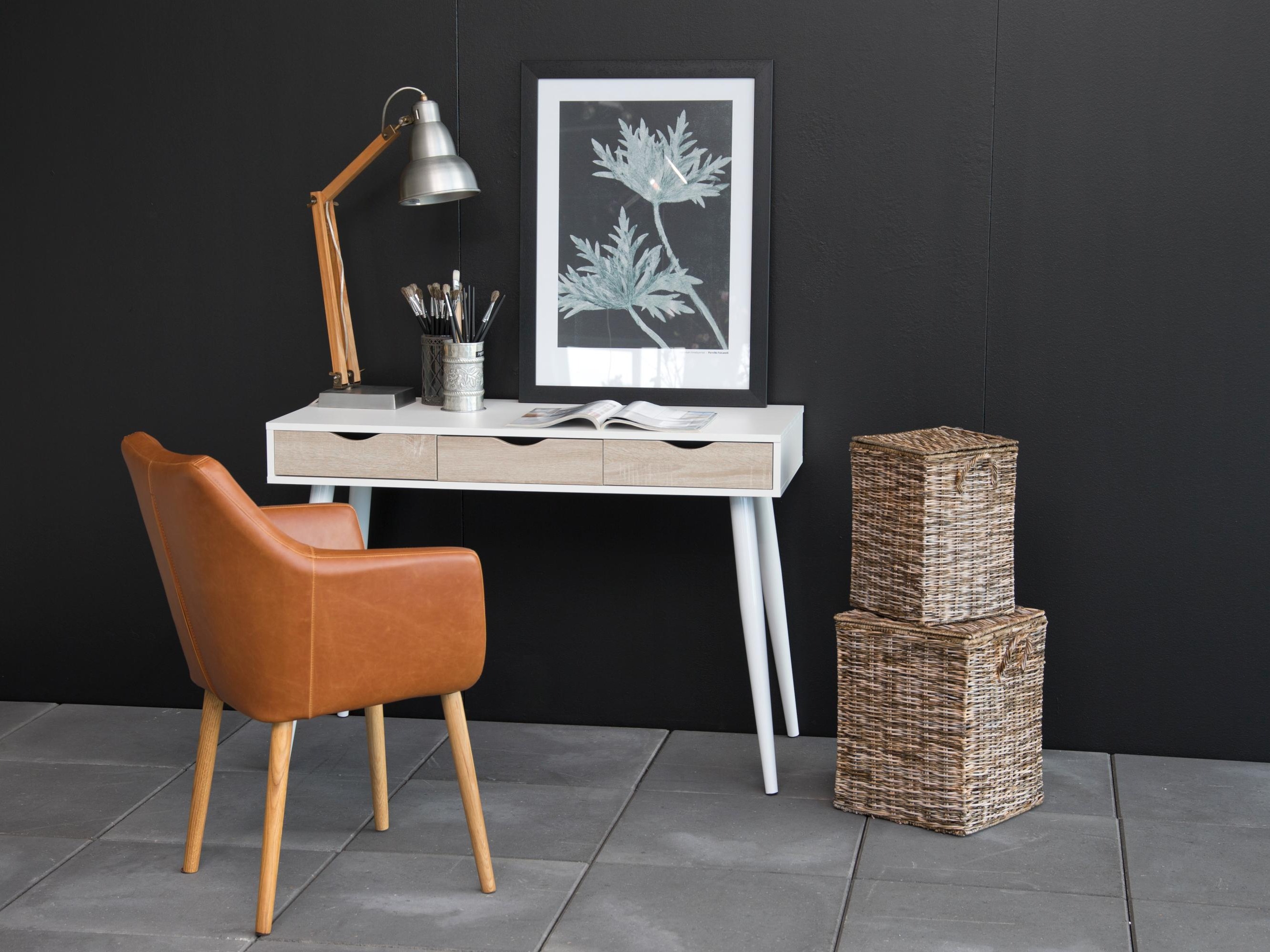 Bürotisch Norsica 113 (Weiss + Eichenholzoptik)