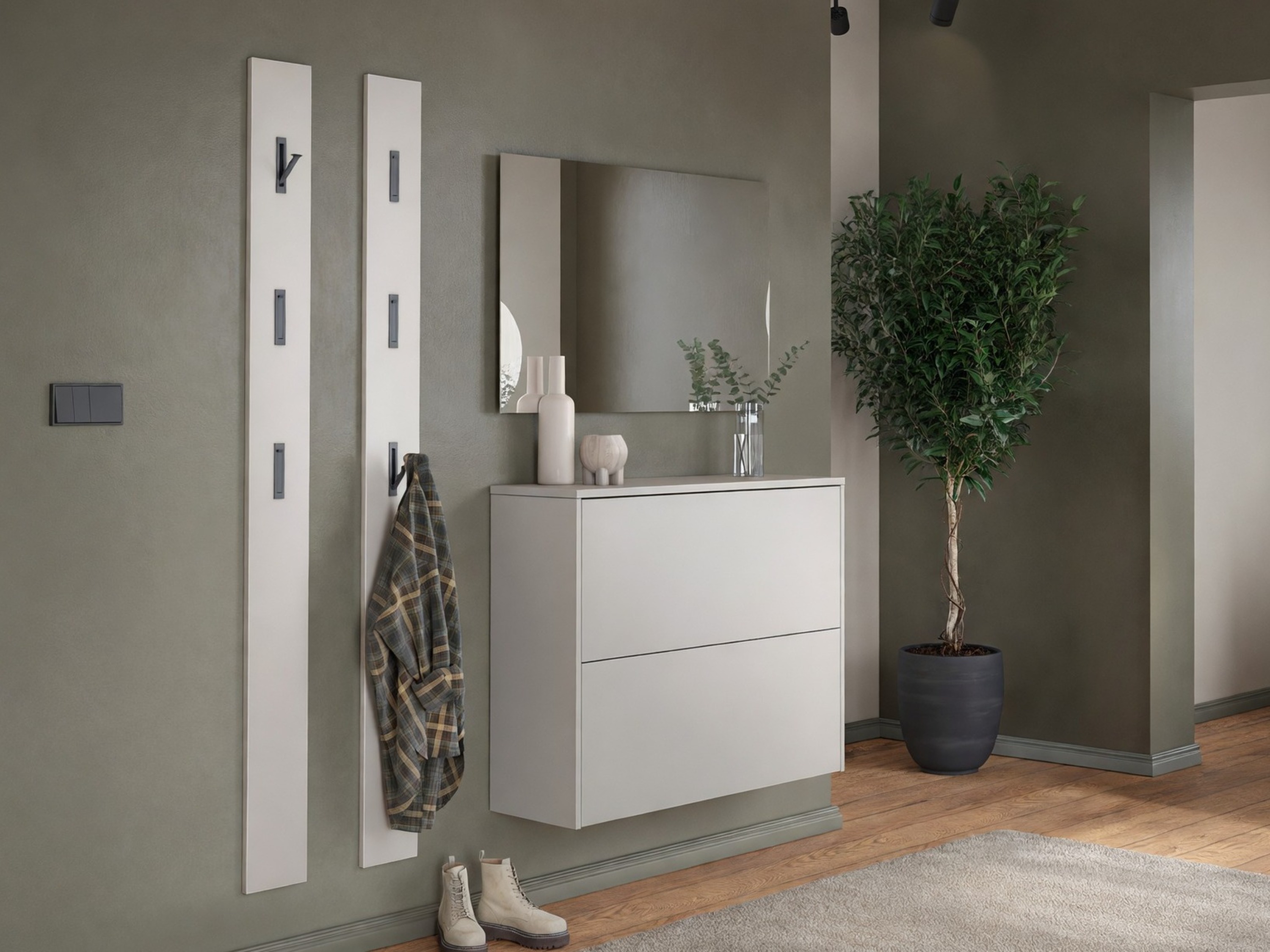 Flurgarnitur Levfena 103 (Kaschmir + Navarra eichenholzoptik + Weiss)