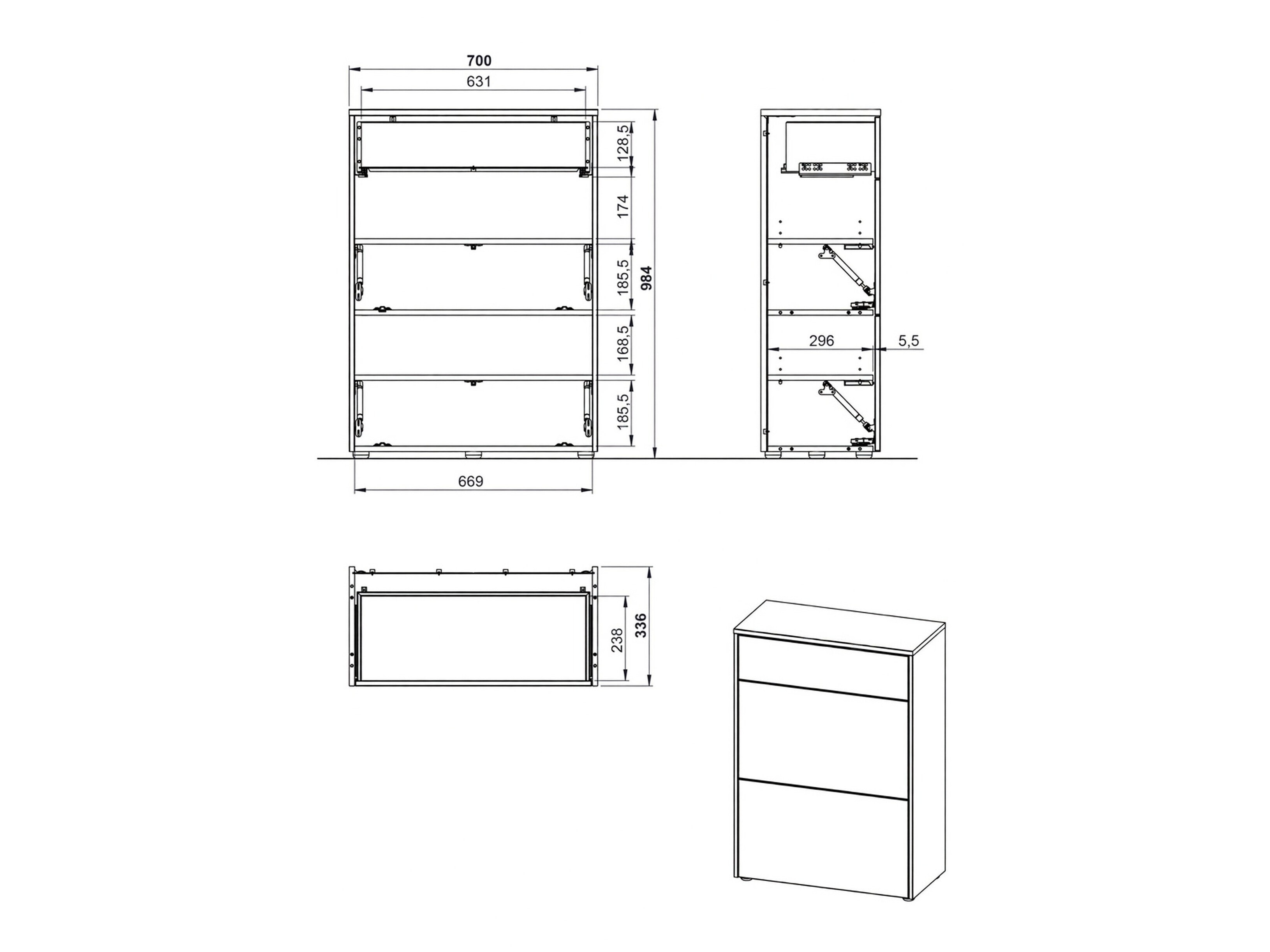 Schuhschrank Levfena 102 (Kaschmir + Navarra eichenholzoptik)