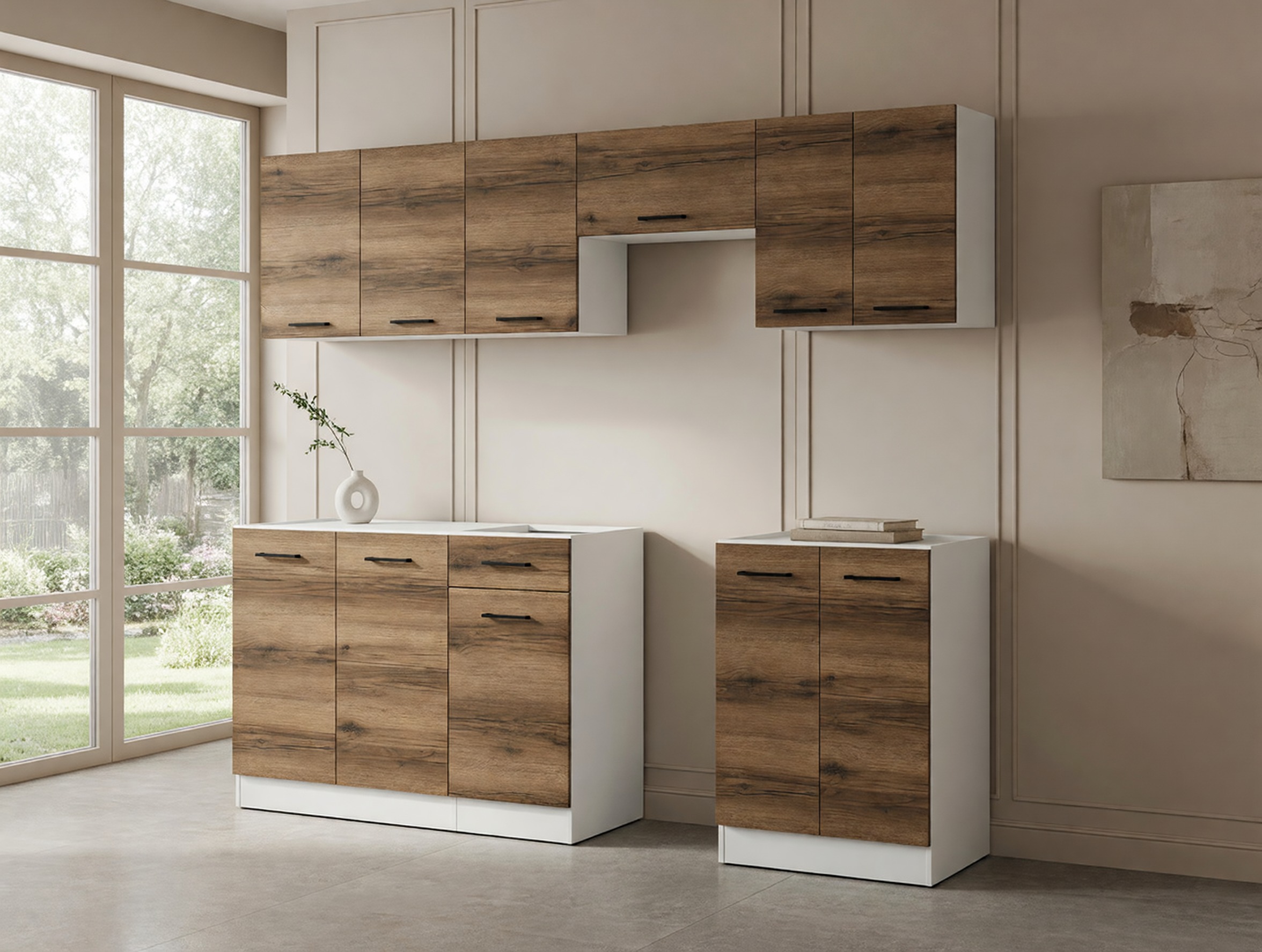 Küchenzeile Boston 498 (Dunkle Delano-Eiche)