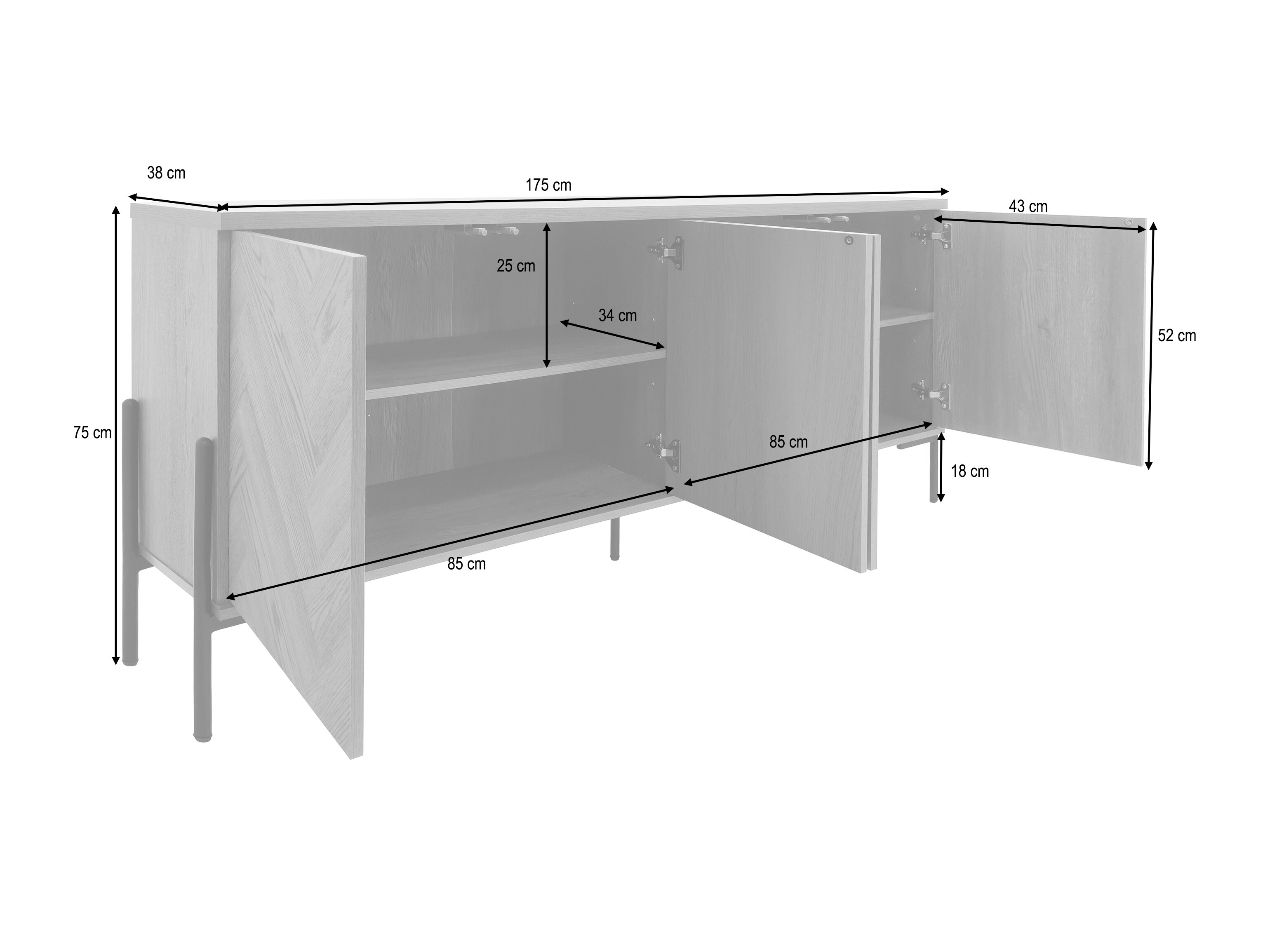 Sideboard Denton 1523 (Eichenholzoptik)