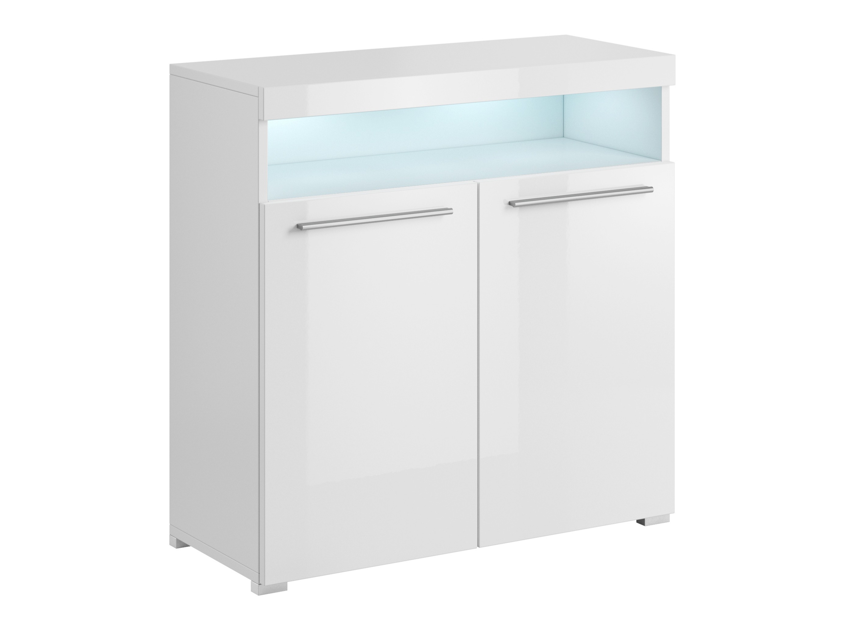 Sideboard Torvire 114 (Weiss + Weiss glänzend)