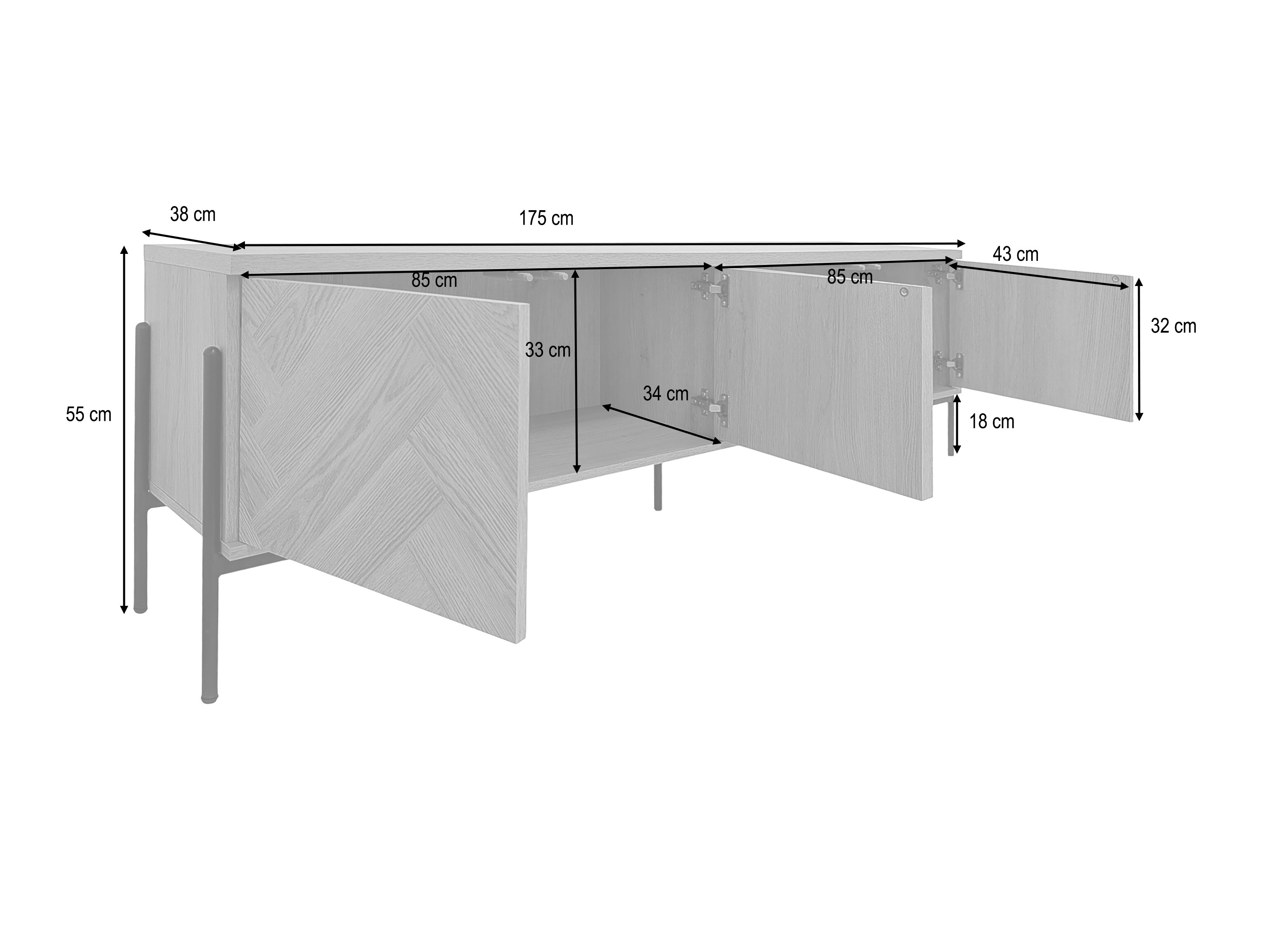 TV-Möbel Denton 1525 (Eichenholzoptik)