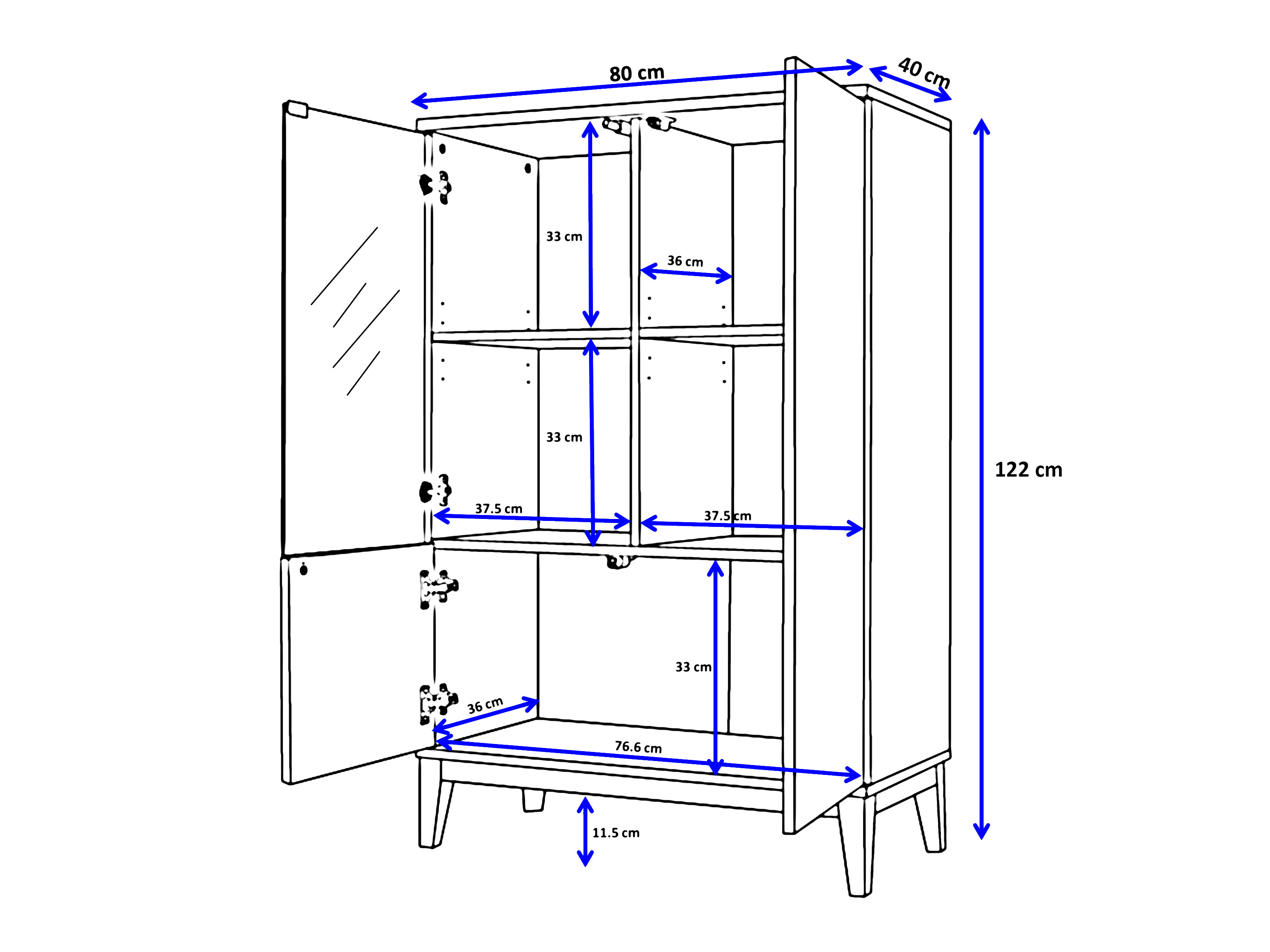 Sideboard Felmelo 102 (Weiss + Wotan Eiche)