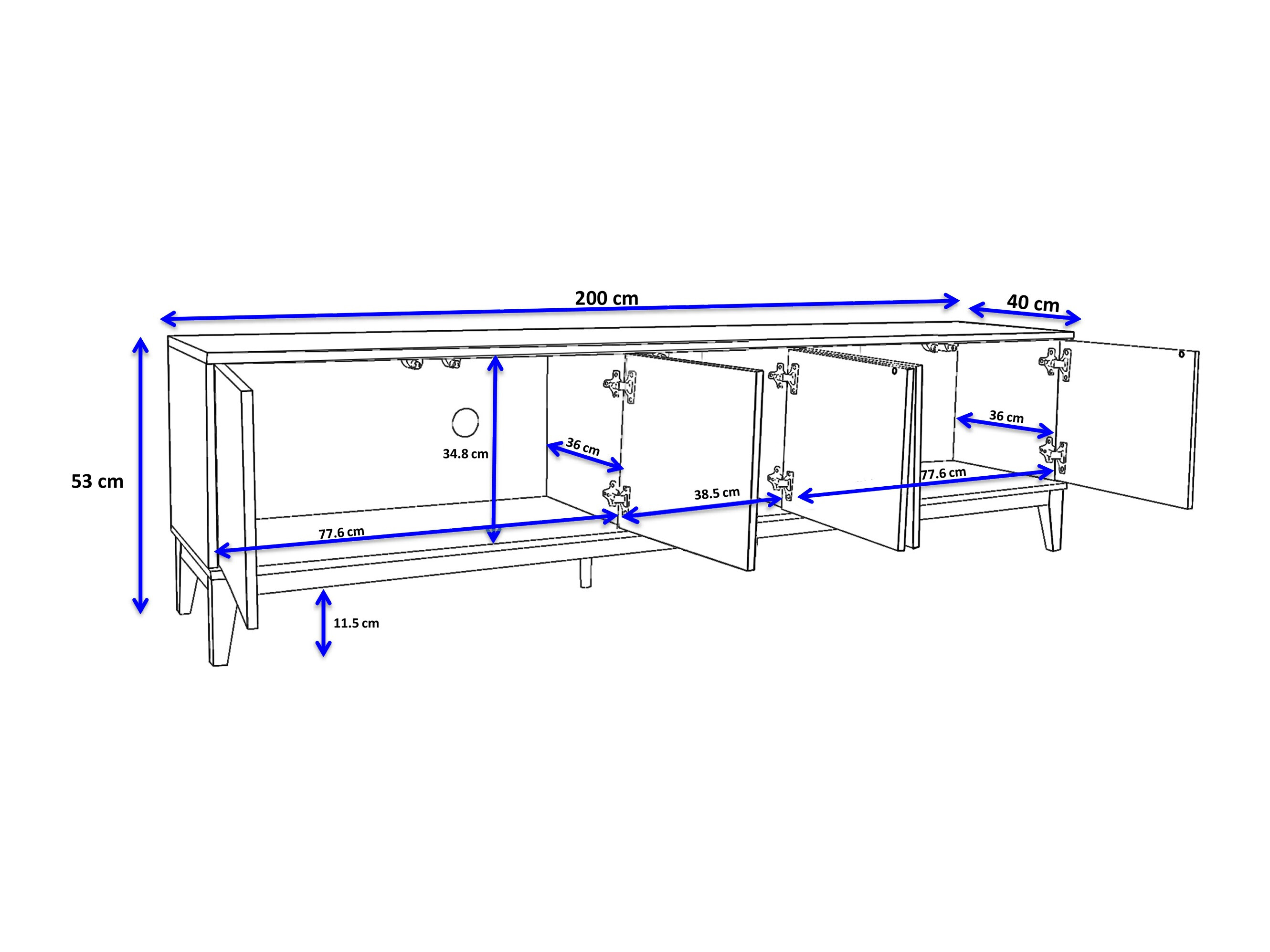 TV-Möbel Felmelo 100 (Weiss + Wotan Eiche)