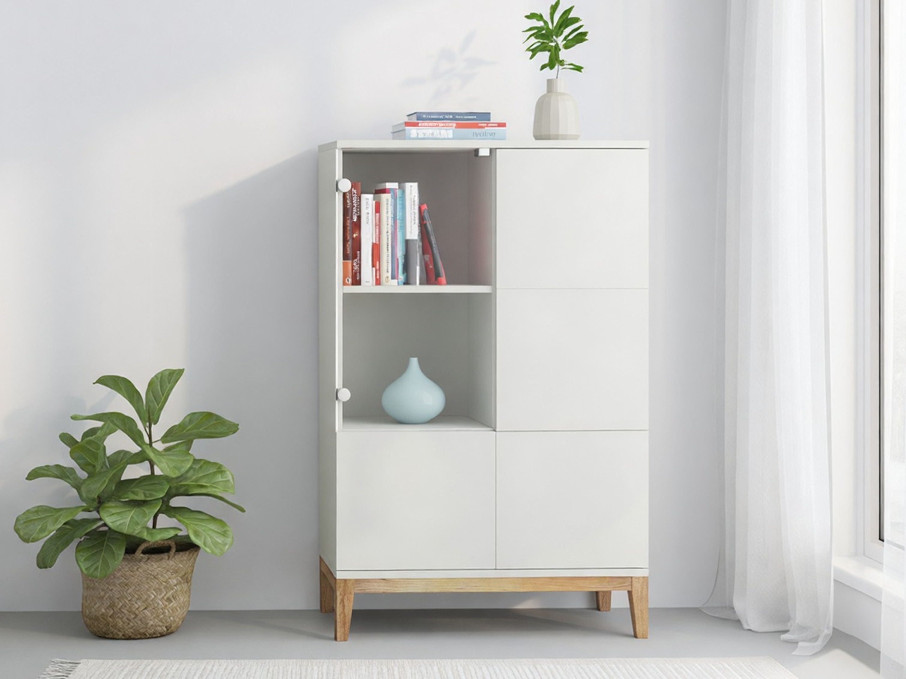 Sideboard Felmelo 102 (Weiss + Wotan Eiche)