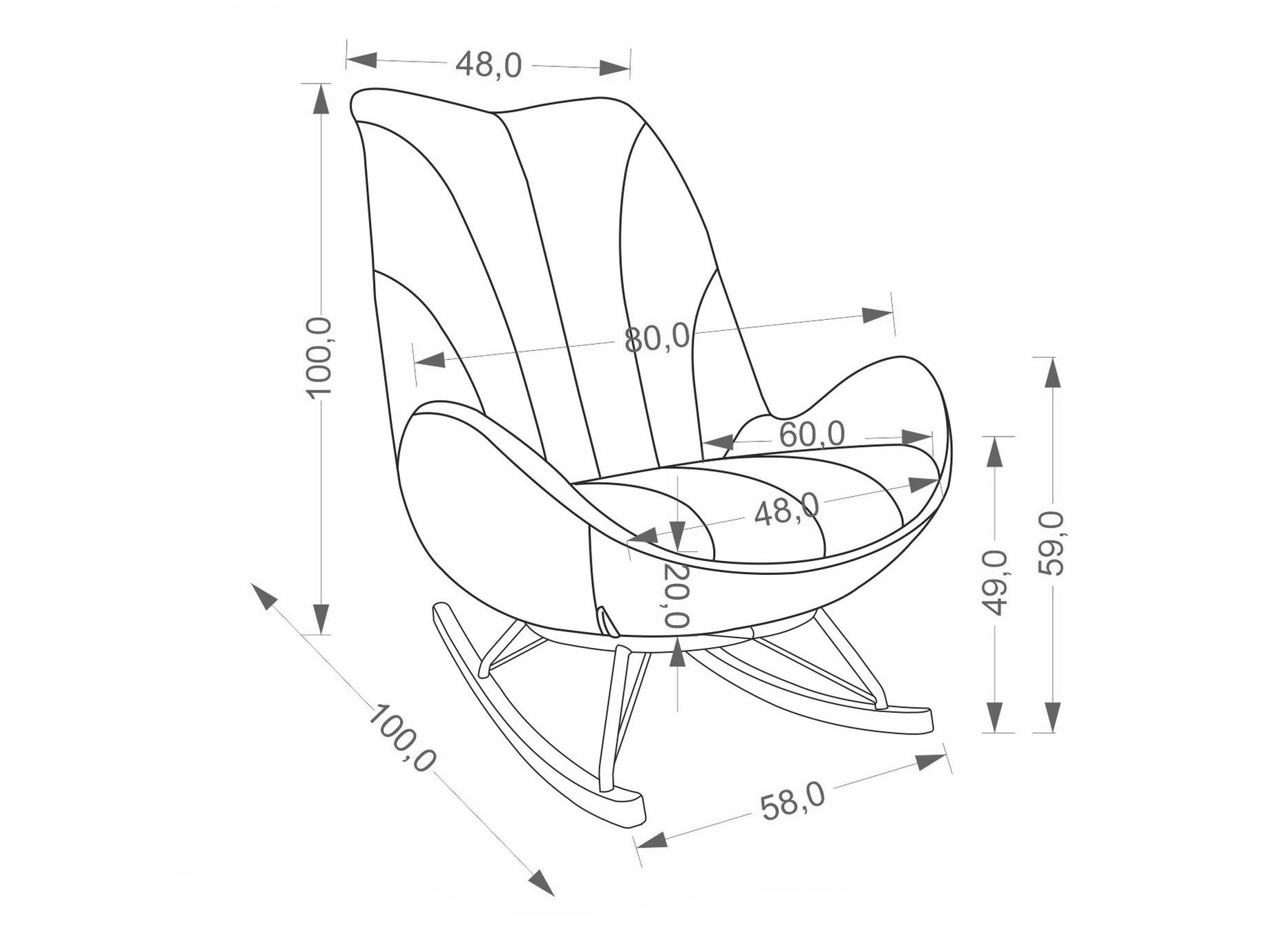 Schaukelstuhl Houston 2099 (Beige)