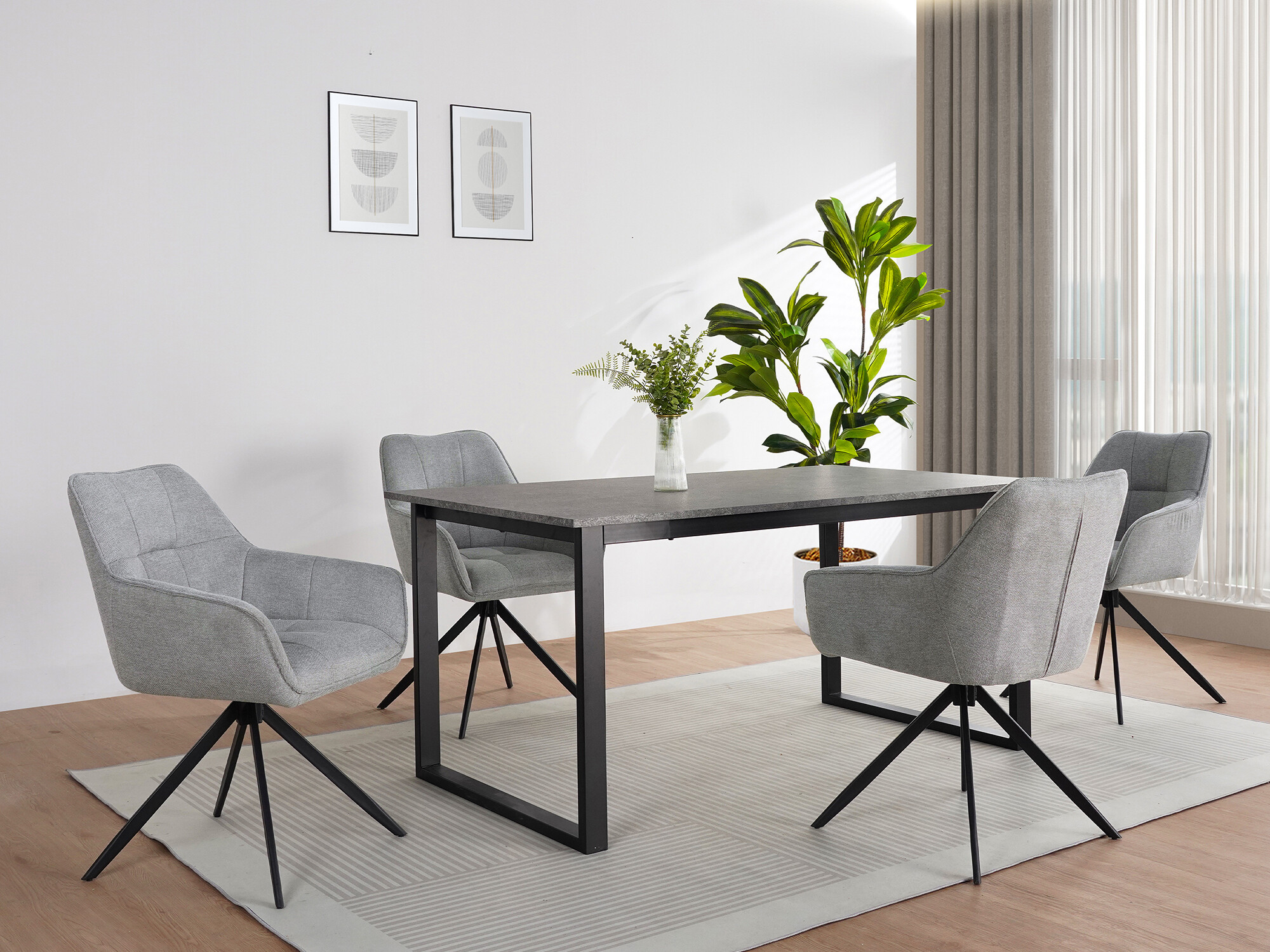 Tisch Denton 1538 (Schwarz + Beton)