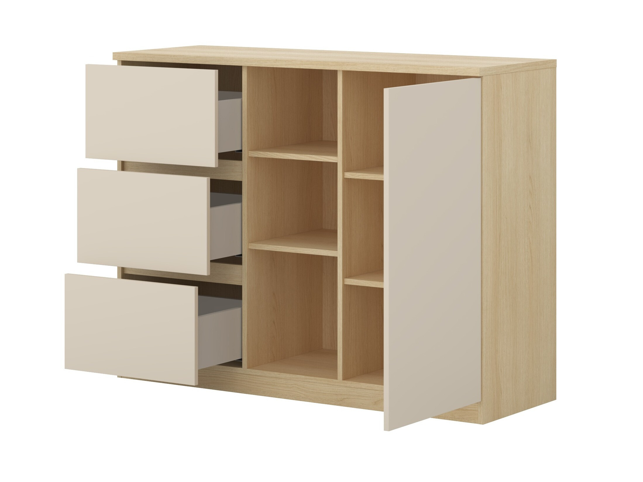 Kommoden Nolcala 109 (Eichenholzoptik + Beige)