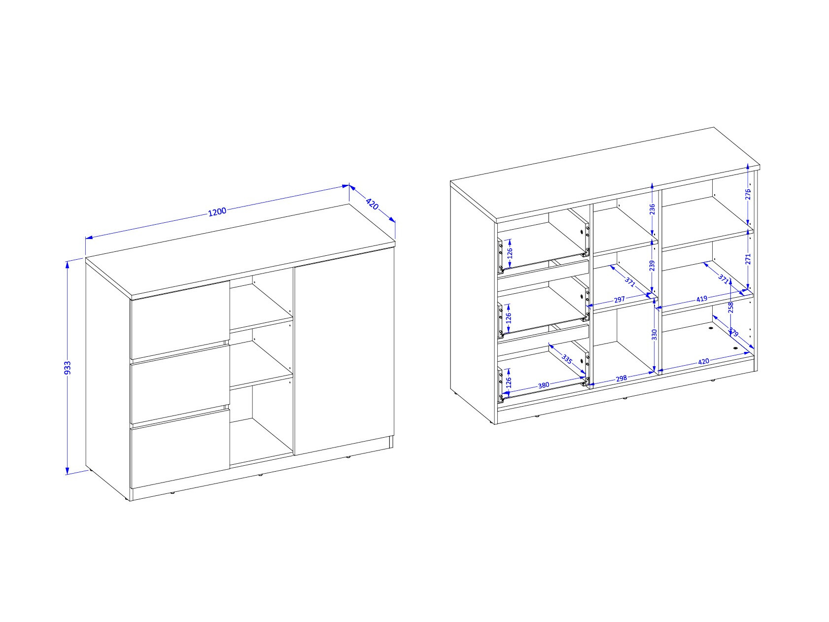 Kommoden Nolcala 109 (Eichenholzoptik + Beige)