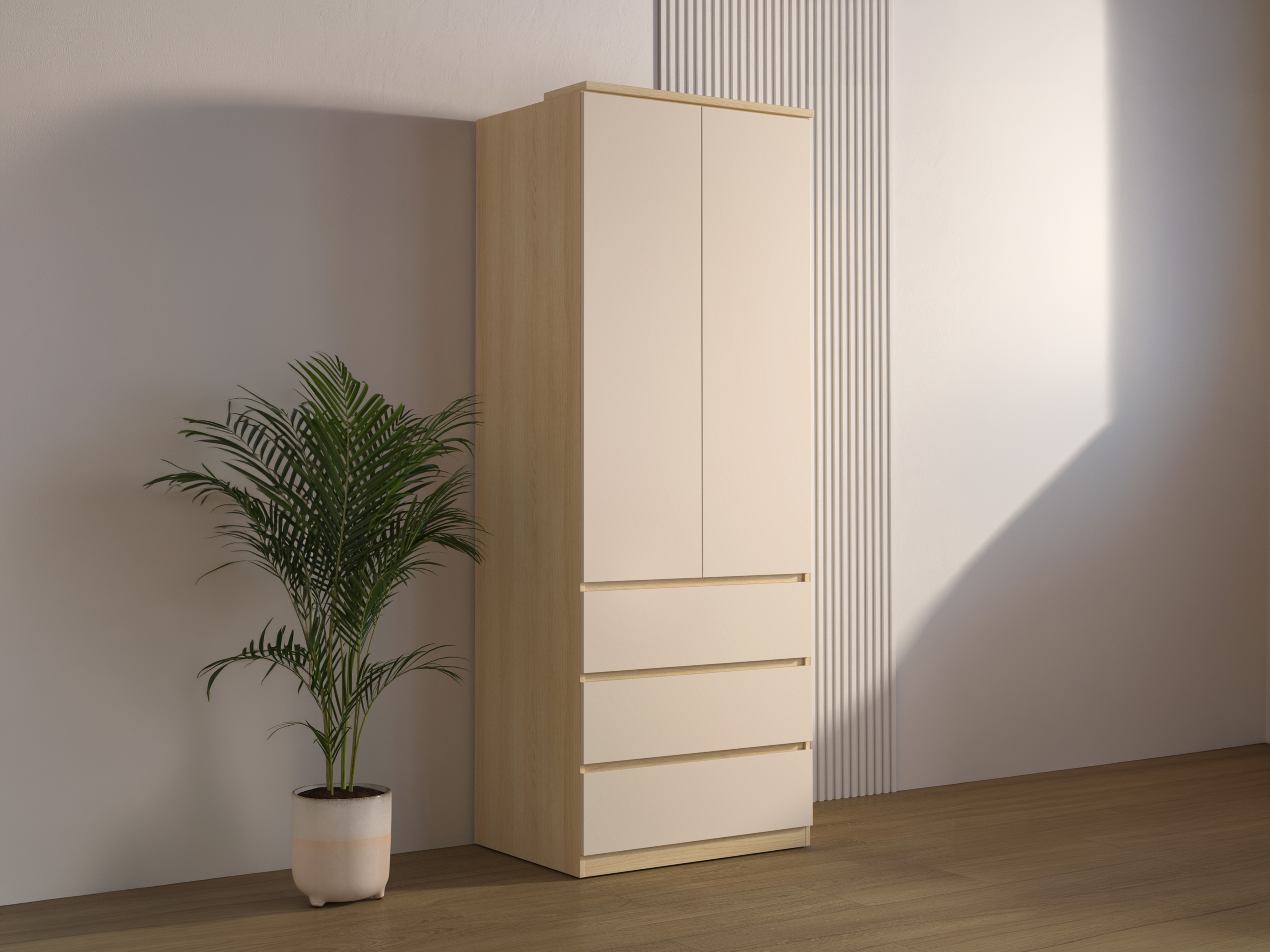 Kleiderschrank Nolcala 110 (Eiche + Beige)