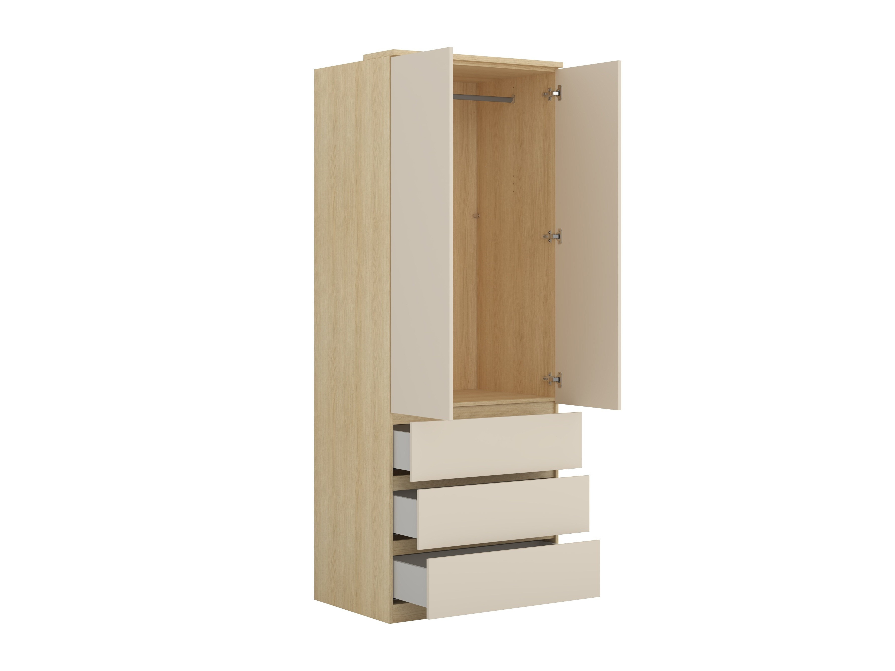 Kleiderschrank Nolcala 110 (Eichenholzoptik + Beige)