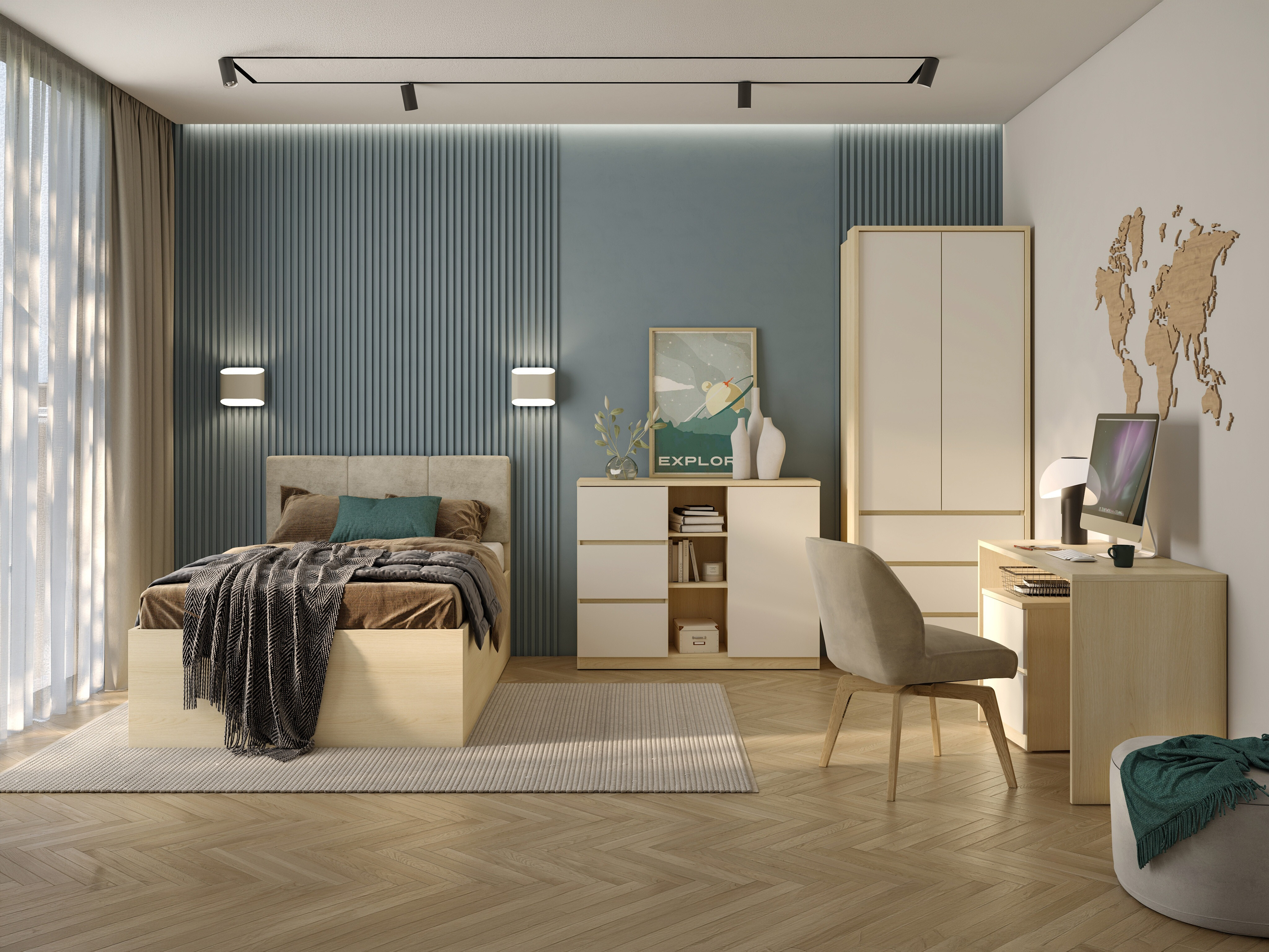 Kommoden Nolcala 109 (Eichenholzoptik + Beige)