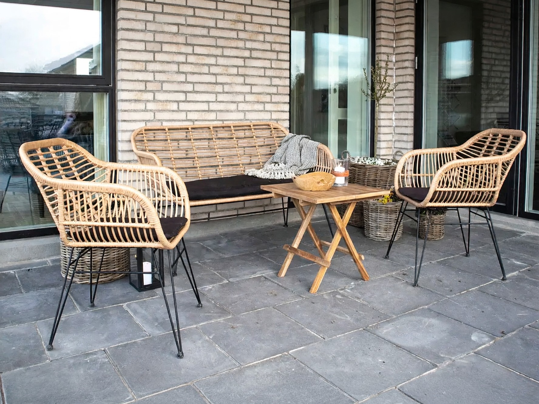 Gartensessel Brea 299 (Schwarz + Hellbraun)