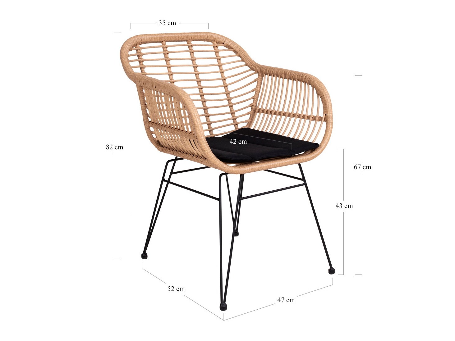 Gartensessel Brea 299 (Schwarz + Hellbraun)