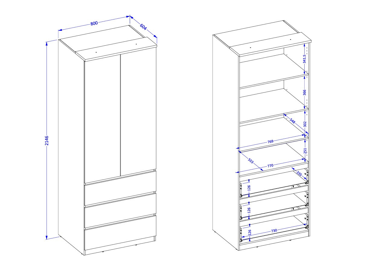 Kleiderschrank Nolcala 110 (Eiche + Eukalyptus)