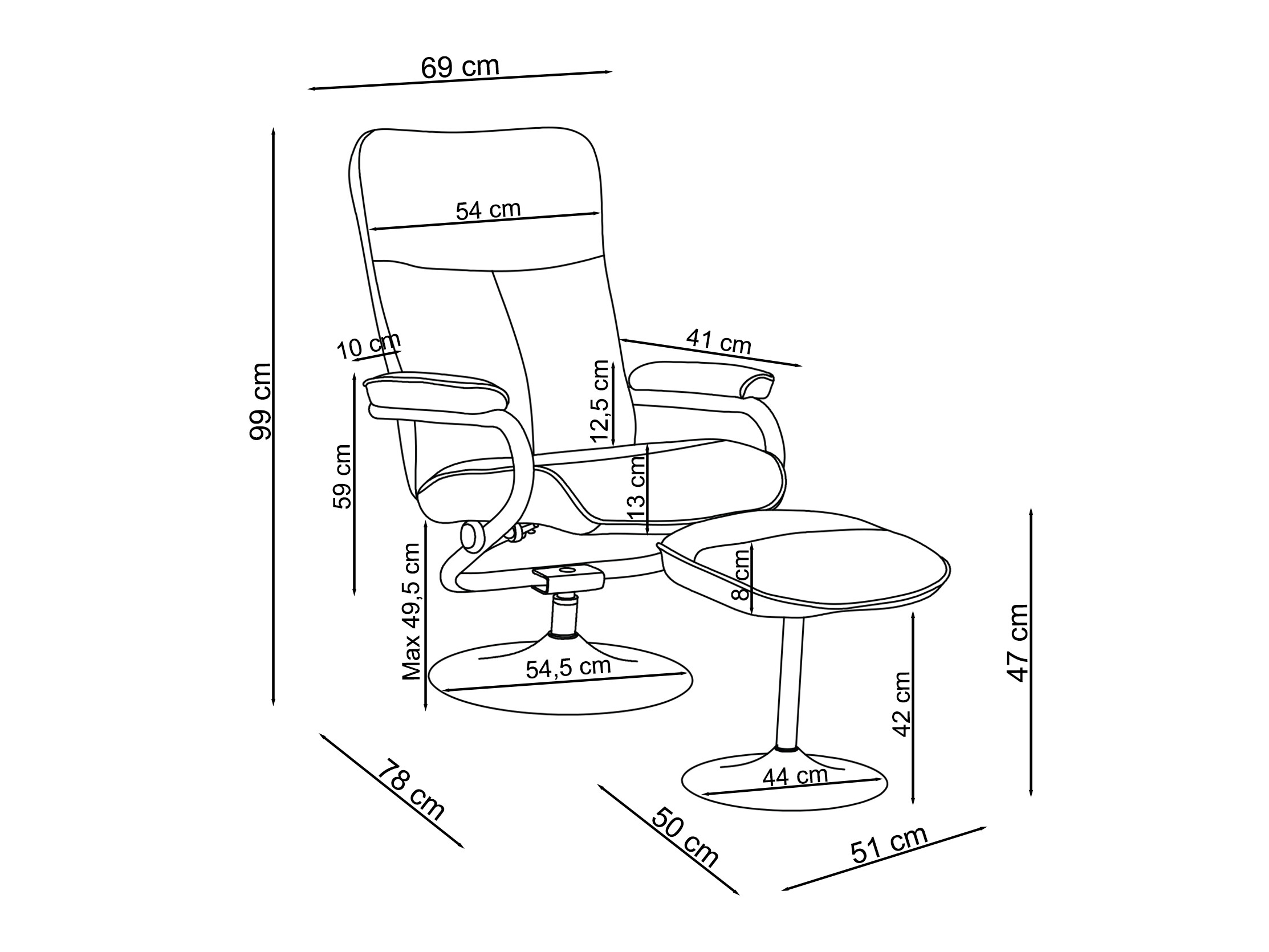 Sessel Liegesessel Denton 1540 (Grau)