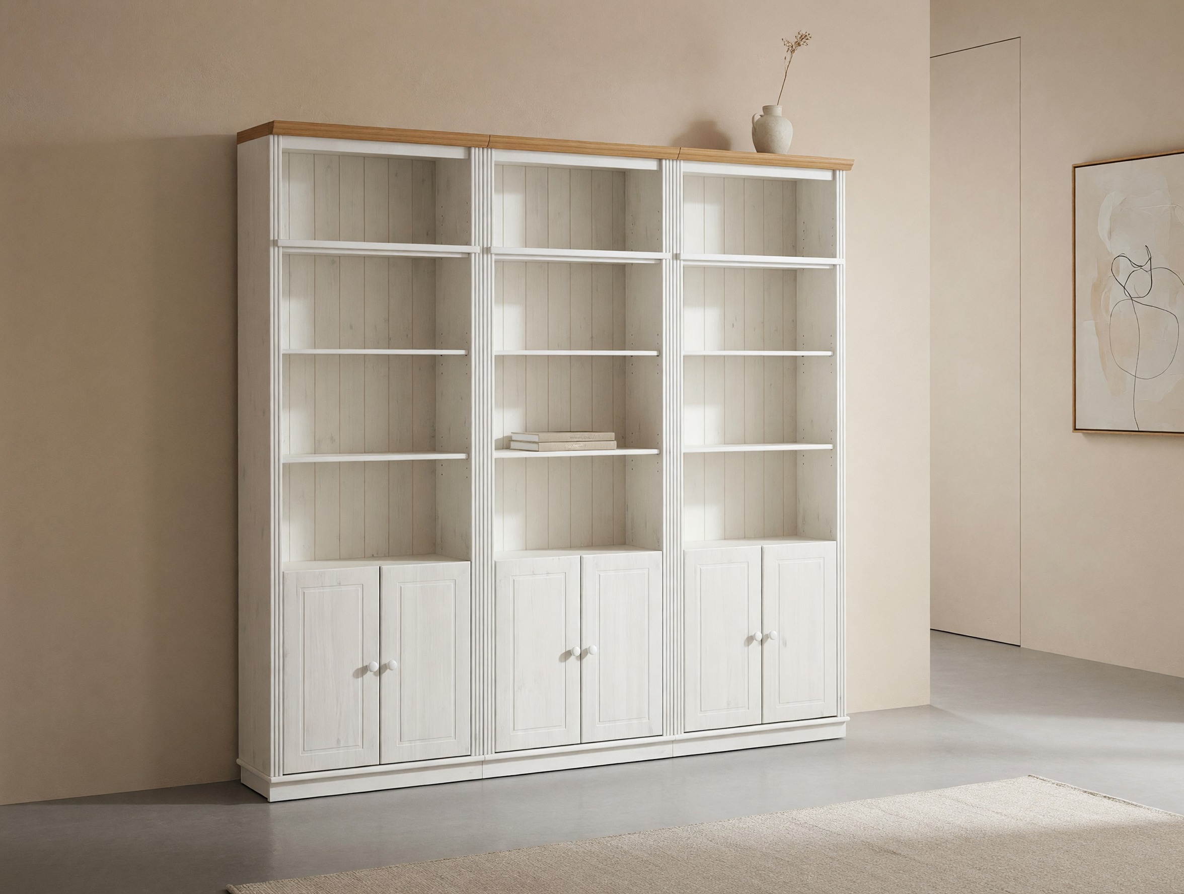 Regalset Saltoro 117 (Weiss + Eichenholzoptik Honig)