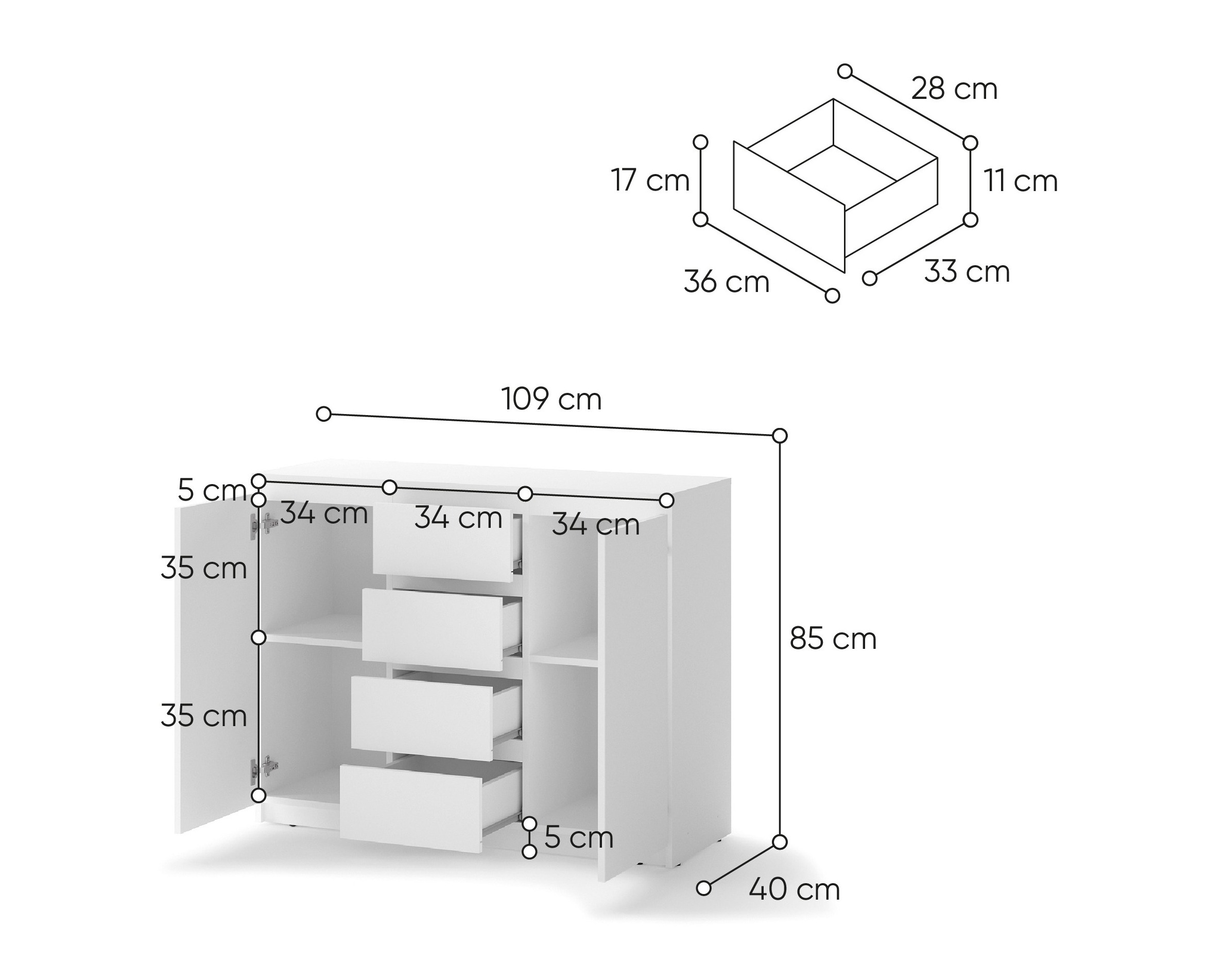 Kommoden Cirdelu 105 (Weiss)