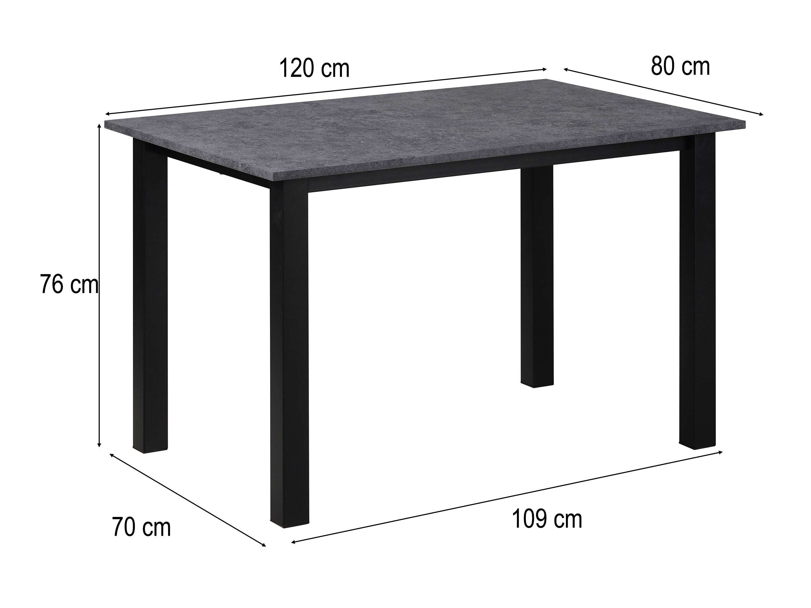Tisch Denton 1548 (Schwarz + Beton)