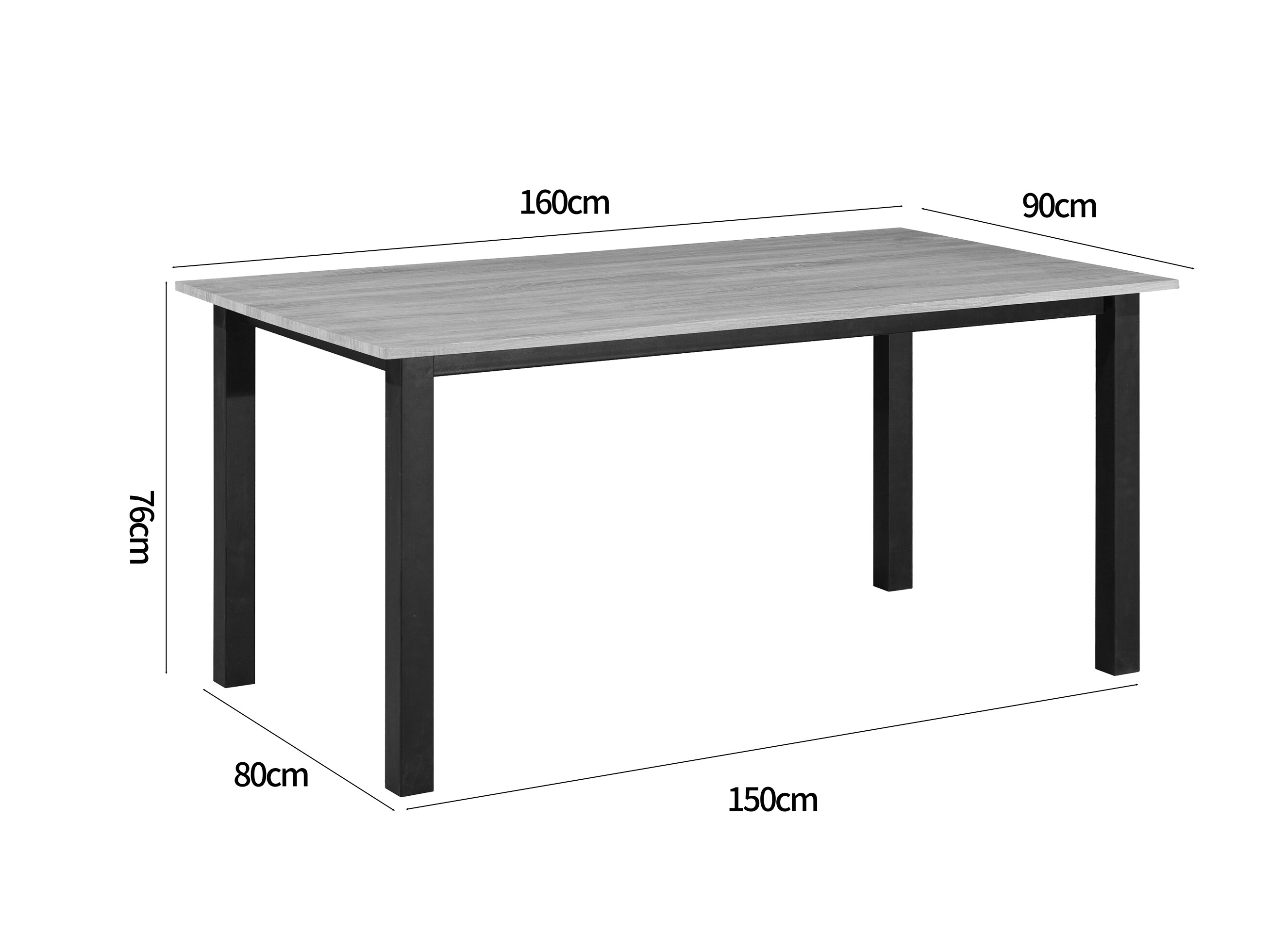 Tisch Denton 1549 (Schwarz + Eichenholzoptik)