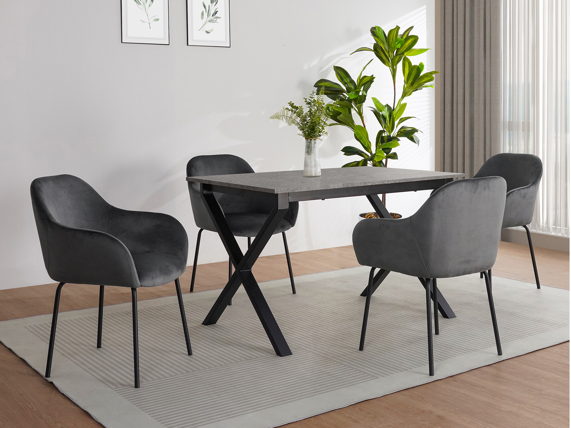 Tisch Denton 1554 (Schwarz + Beton)