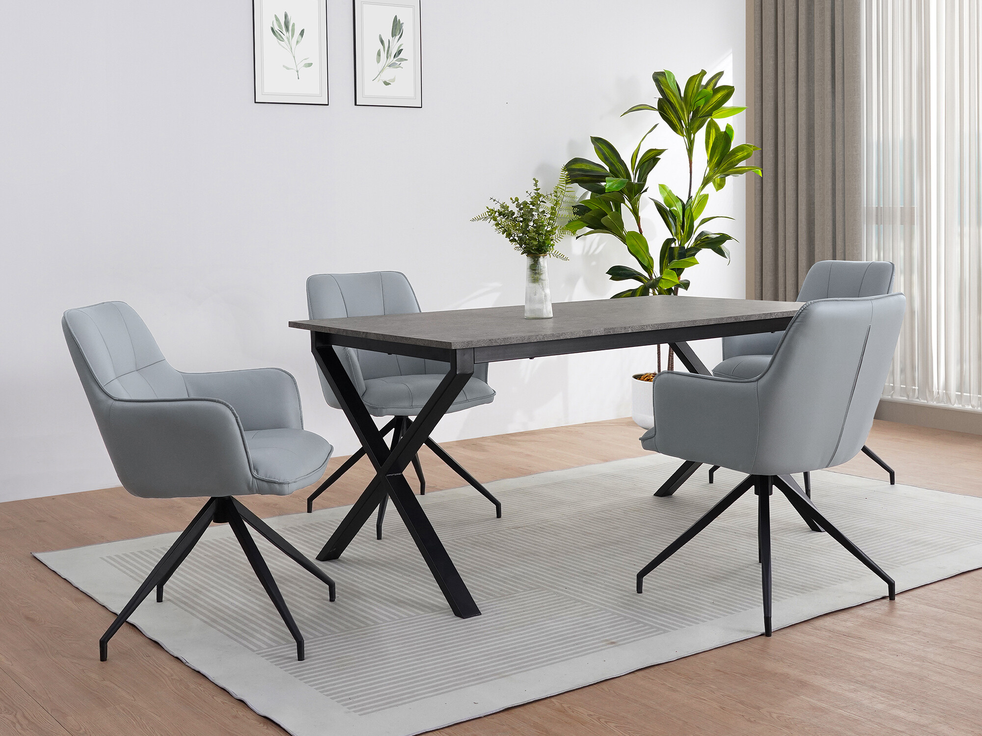 Tisch Denton 1555 (Schwarz + Beton)