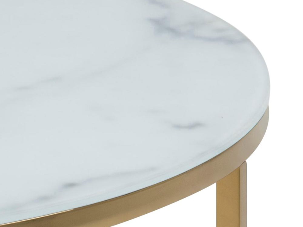 Couchtisch Norsica 554 (Gold + Weisser Marmor)