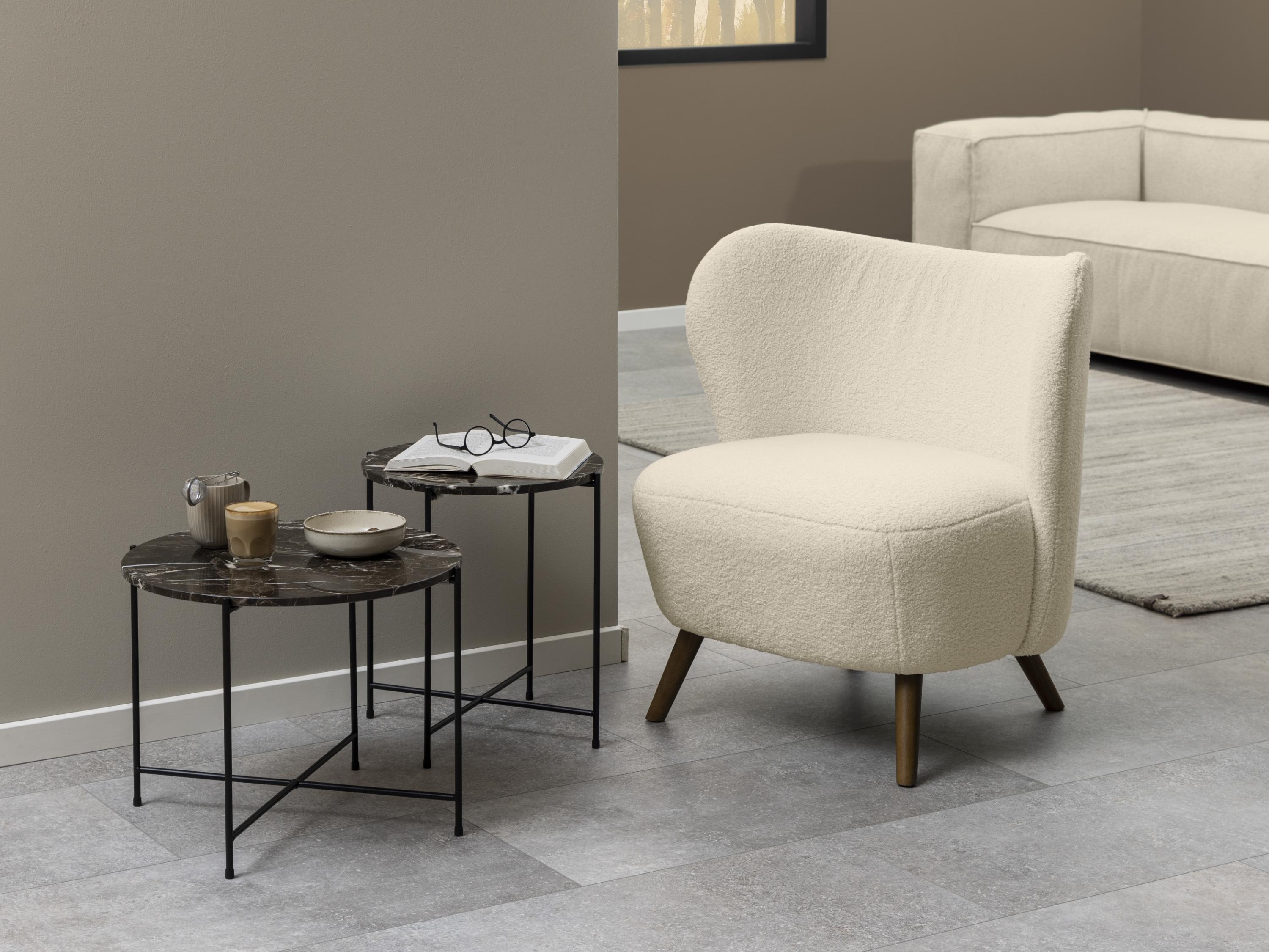 Beistelltisch Norsica 609 (Brauner Marmor + Schwarz)