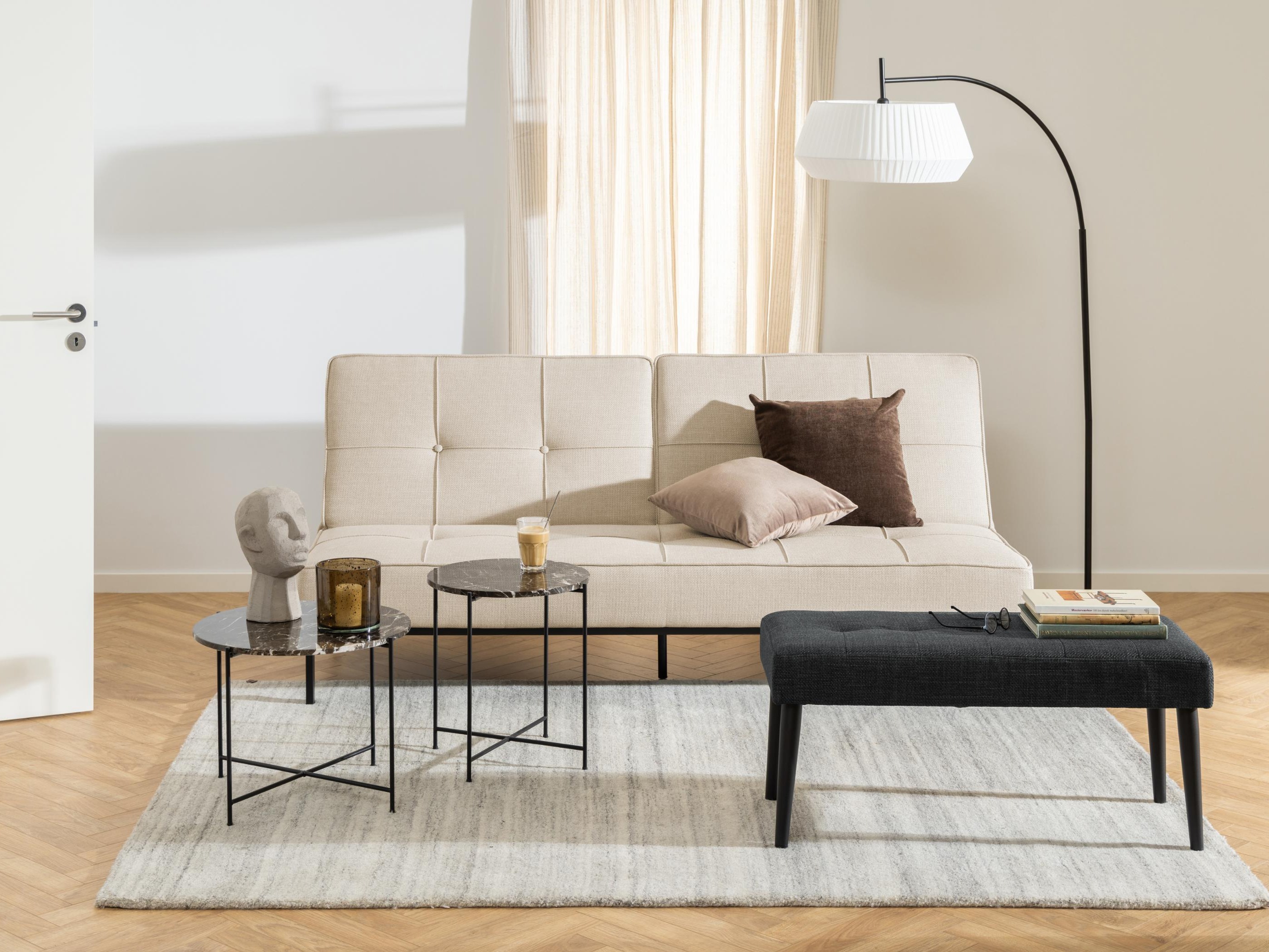 Beistelltisch Norsica 609 (Brauner Marmor + Schwarz)