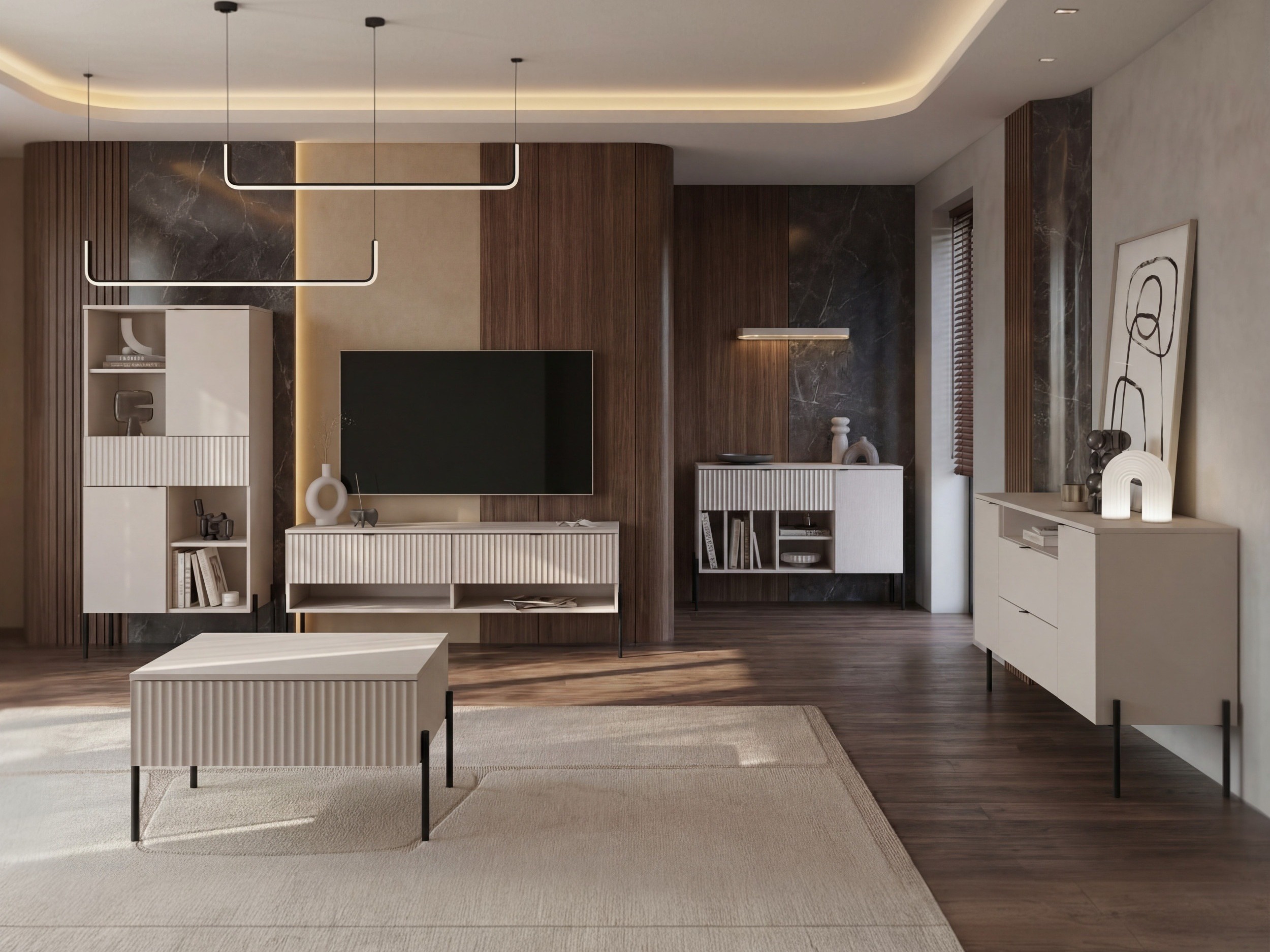 Wohnzimmer-Set Levtenu 119 (Kaschmir)