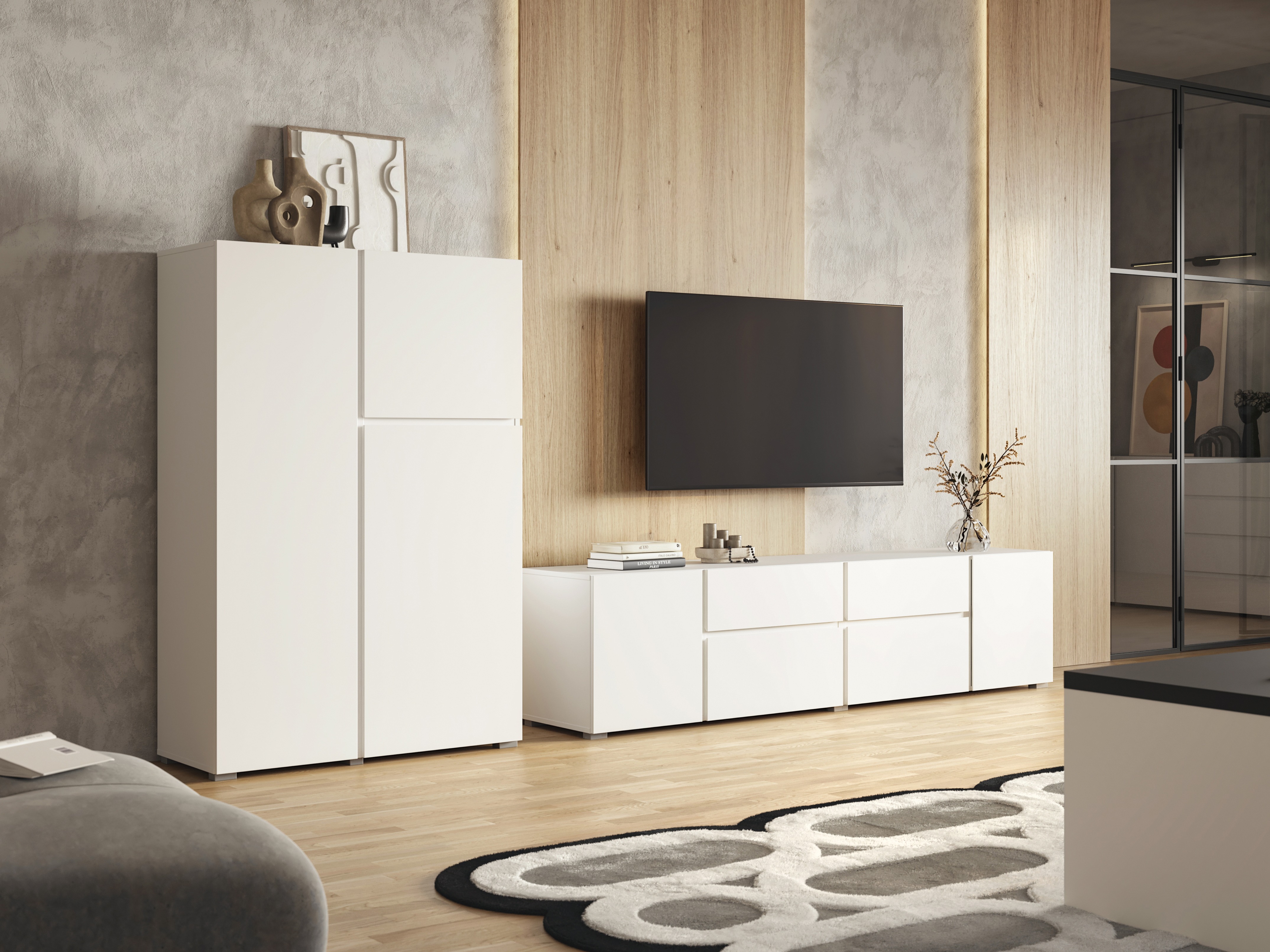 Wohnzimmer-Set Elbleve 104 (Weiss)
