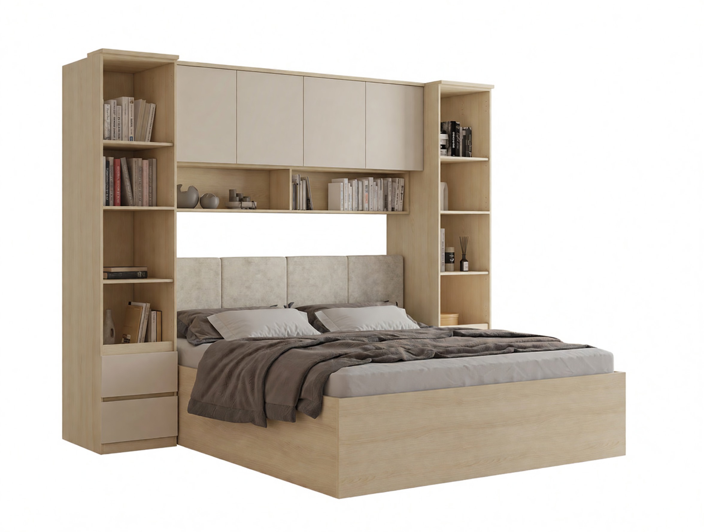 Schlafzimmer-Set Nolcala 124 (Eichenholzoptik + Beige)
