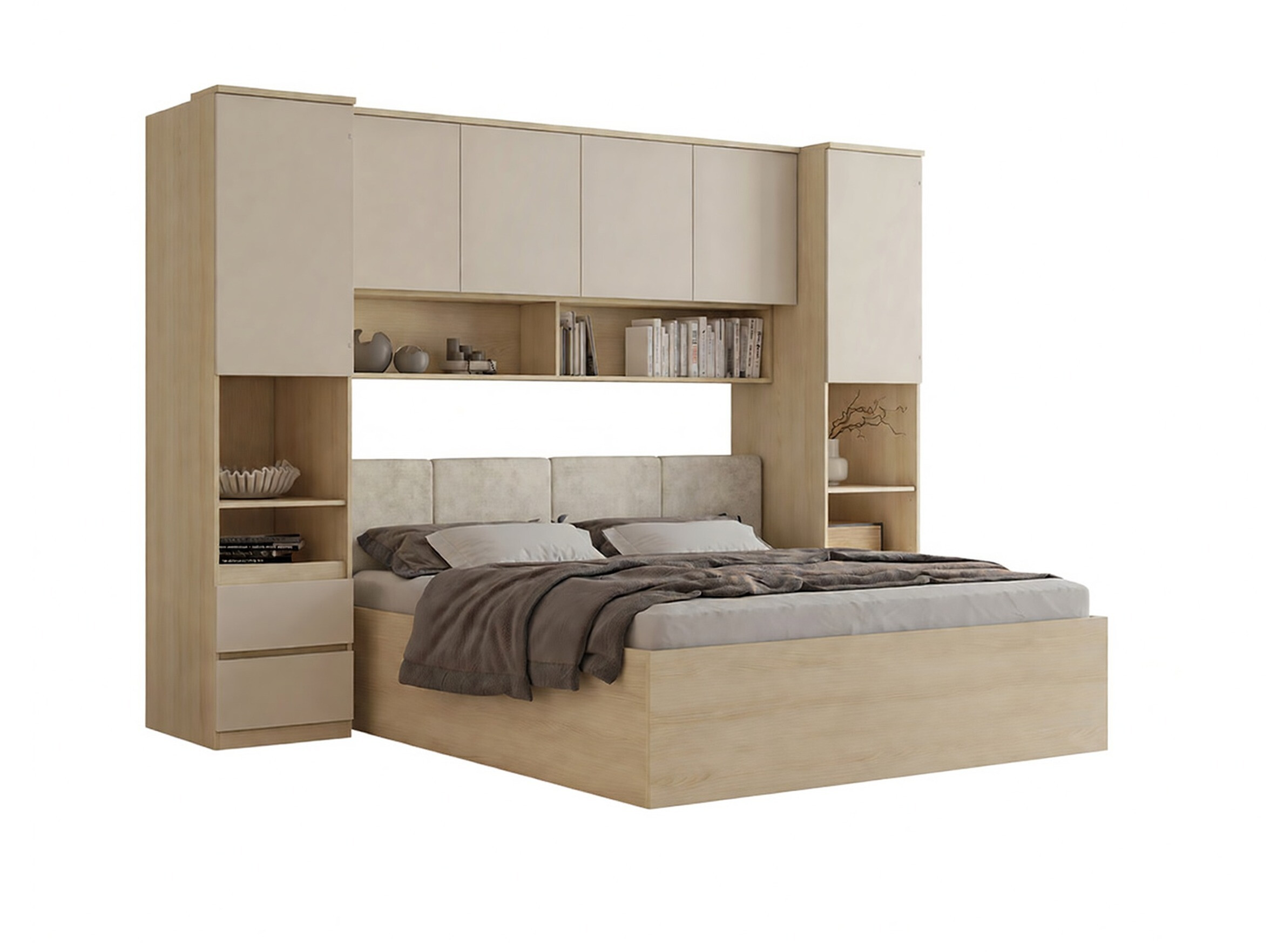 Schlafzimmer-Set Nolcala 126 (Eichenholzoptik + Beige)