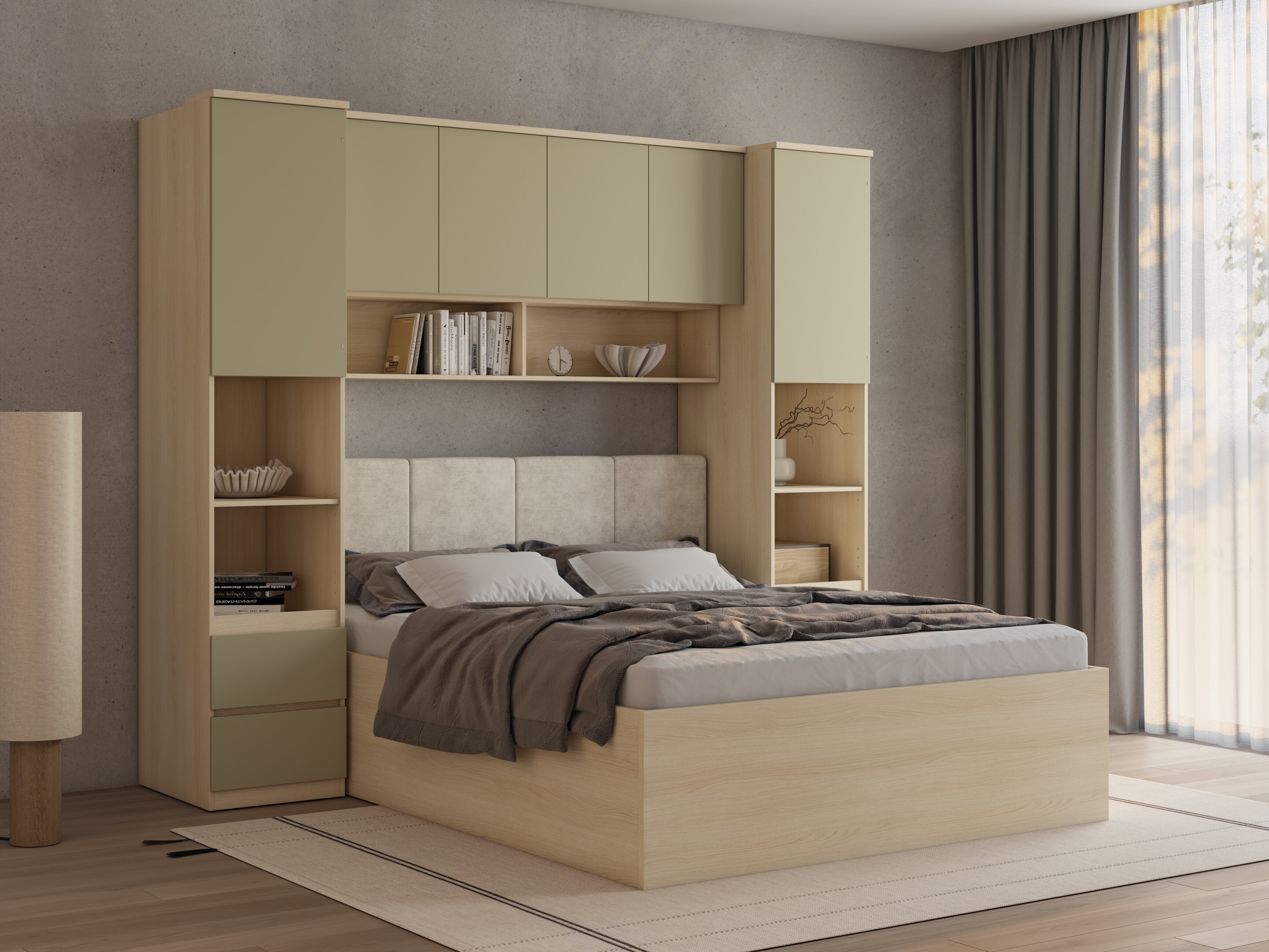 Schlafzimmer-Set Nolcala 126 (Eichenholzoptik + Eukalyptus)