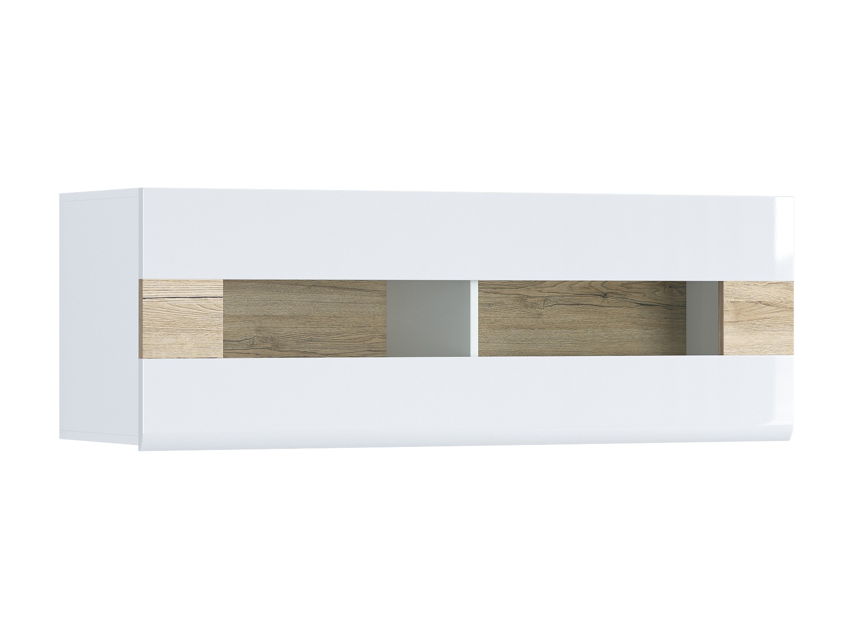 Hängeschrank Torsone 116 (Weiss + Weiss glänzend + San Remo Eichenholzoptik)