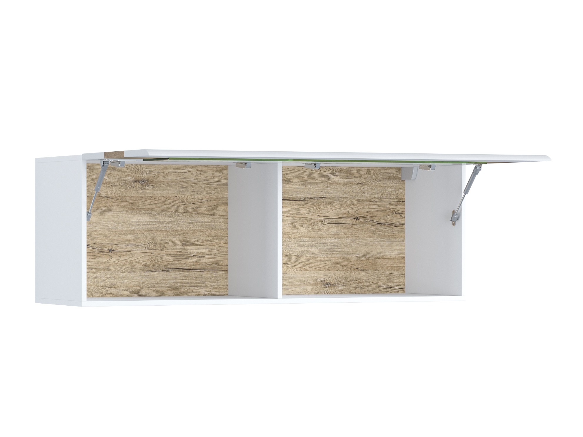Hängeschrank Torsone 116 (Weiss + Weiss glänzend + San Remo Eichenholzoptik)