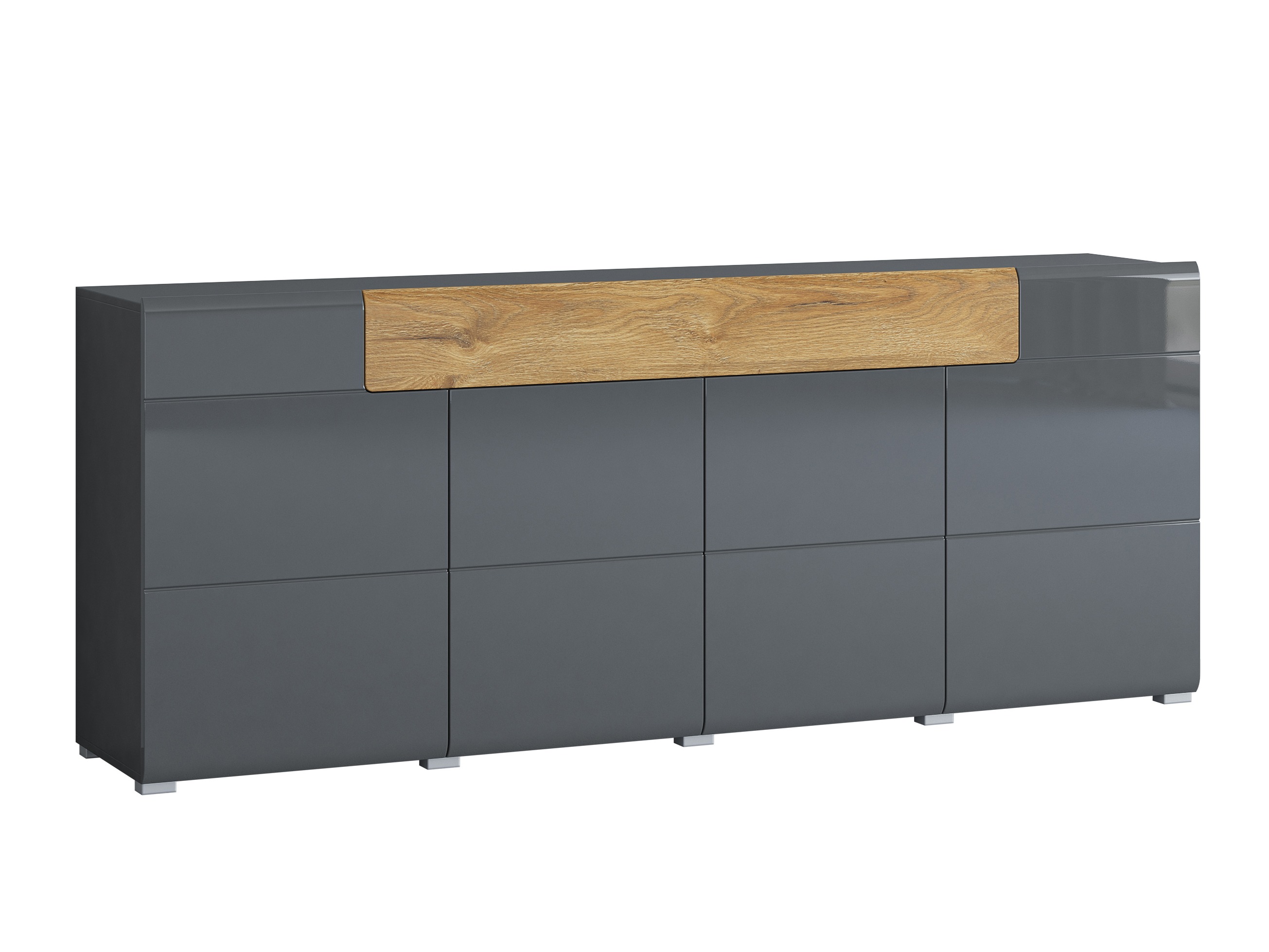Kommode Torsone 102 (Anthrazit + Gloss anthrazit + Grandson Eichenholzoptik)