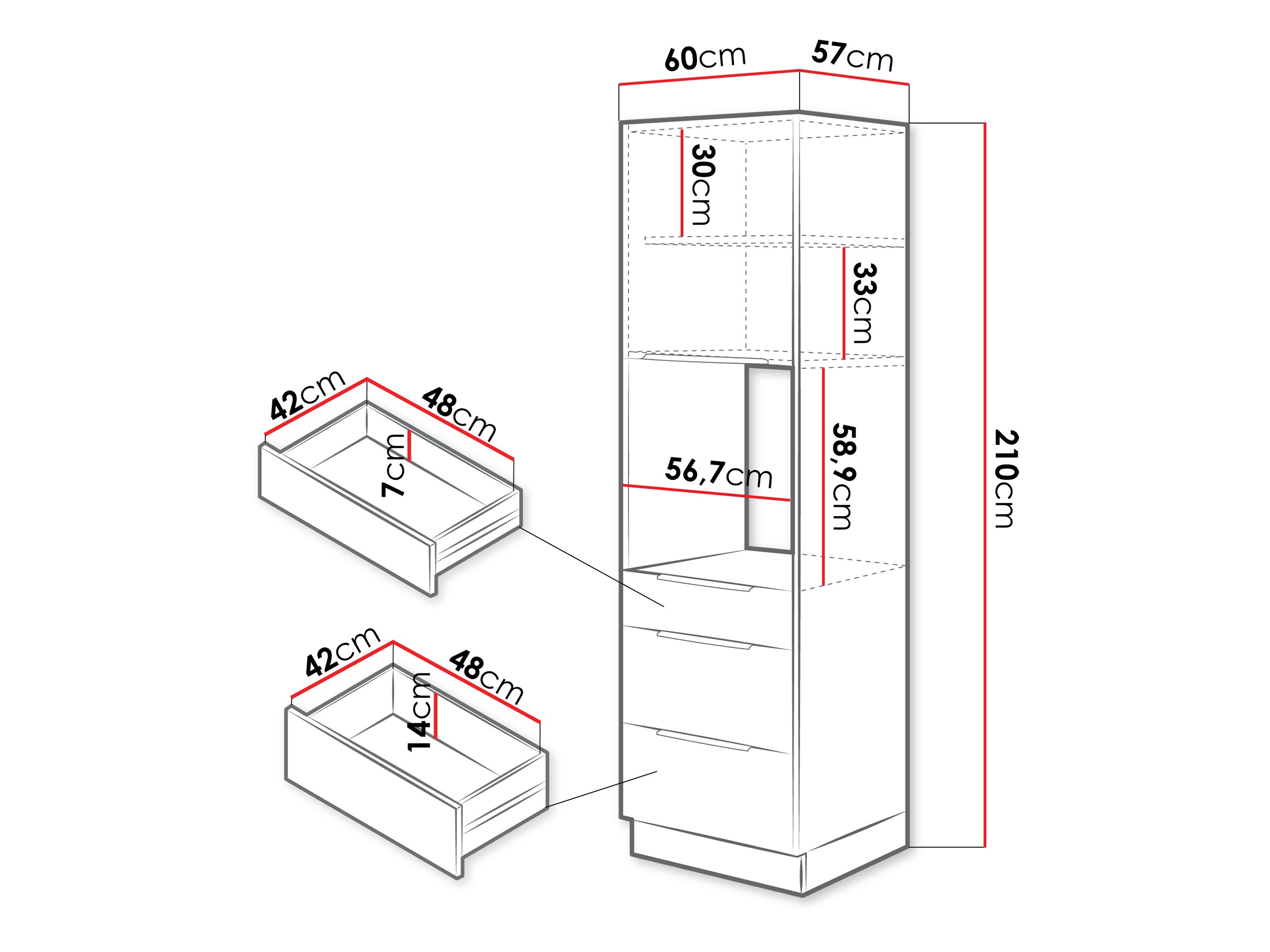 Modularer Schrank für Einbaugeräte Sole 135
